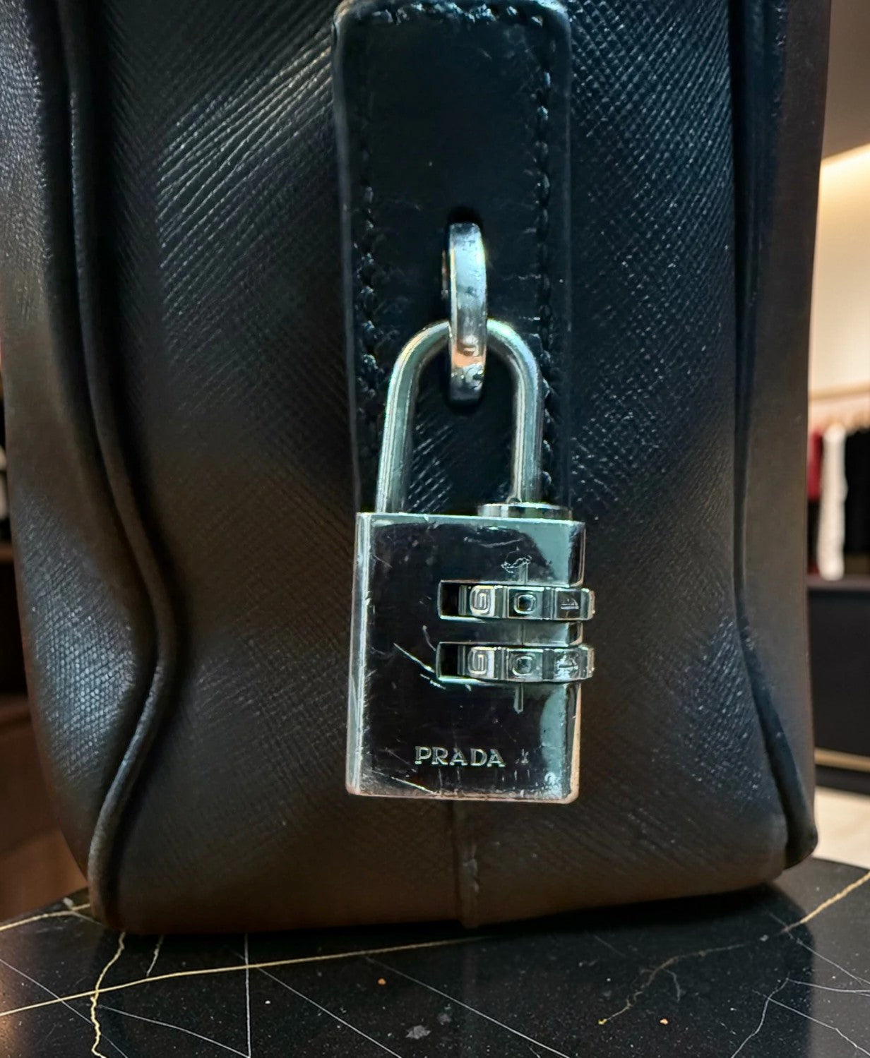 Prada Saffiano Leather Briefcase Black