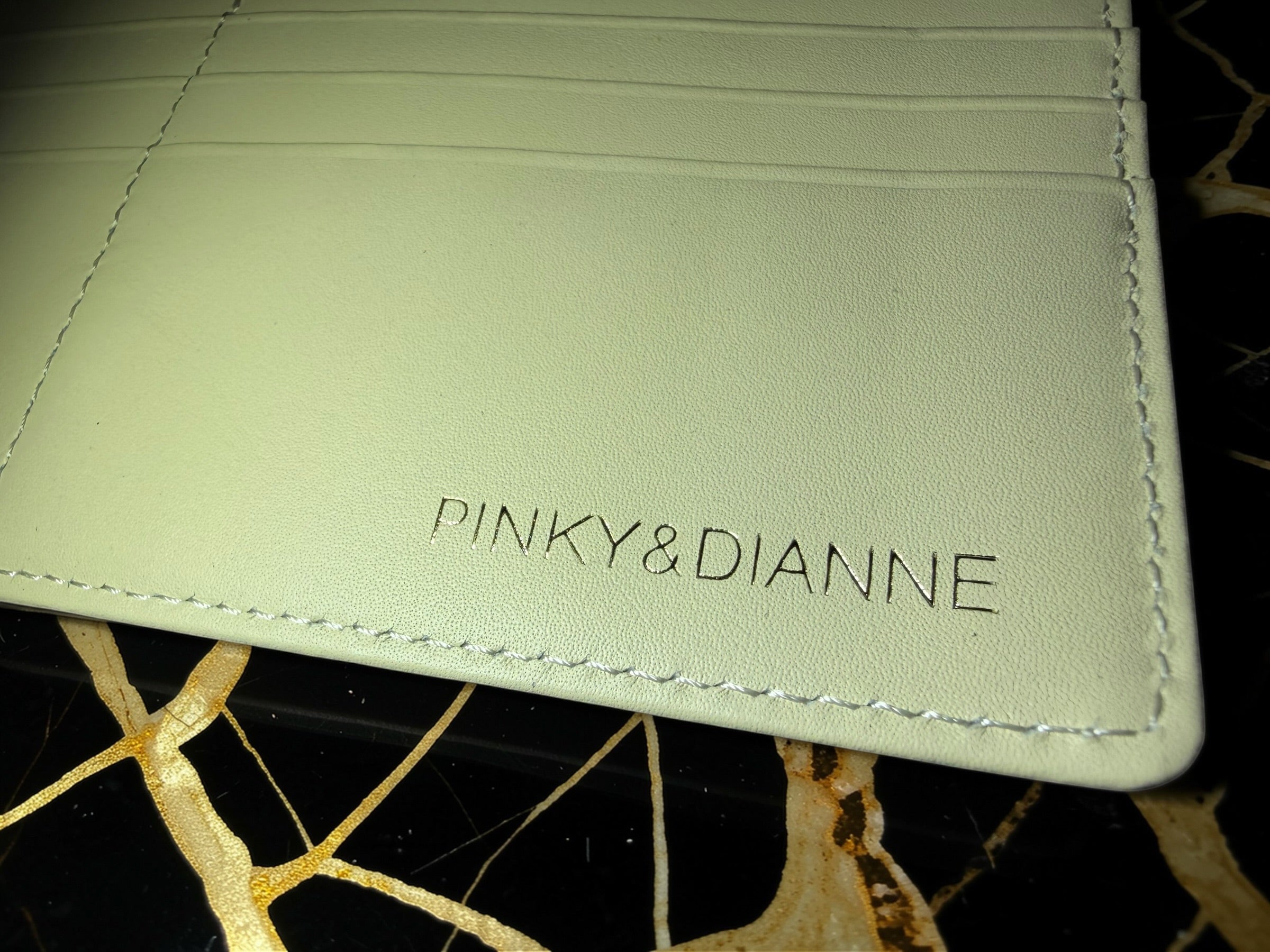 Pinky&Dianne Ivory Long Bifold Wallet in Croc-Embossed Leather
