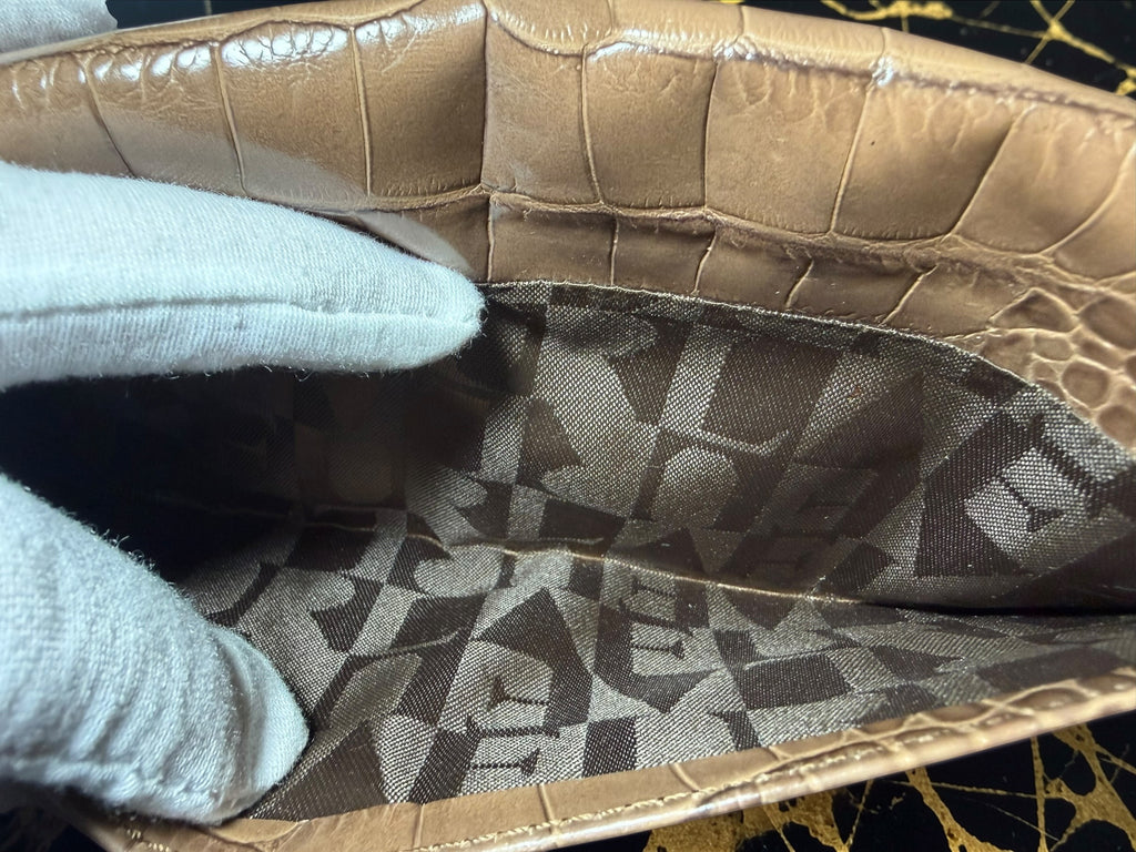 Furla Continental-Geldbörse aus hellbraunem Krokoprägeleder