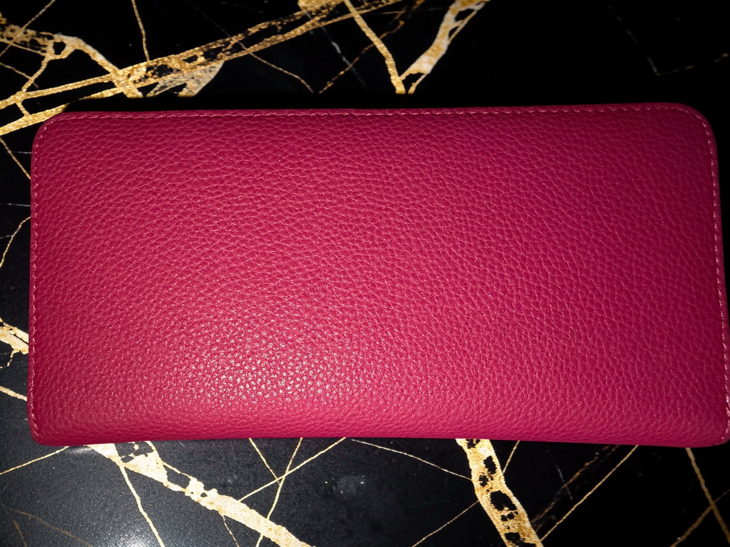 Coach Pink Long Zip-Around Wallet in Pebbled Leather
