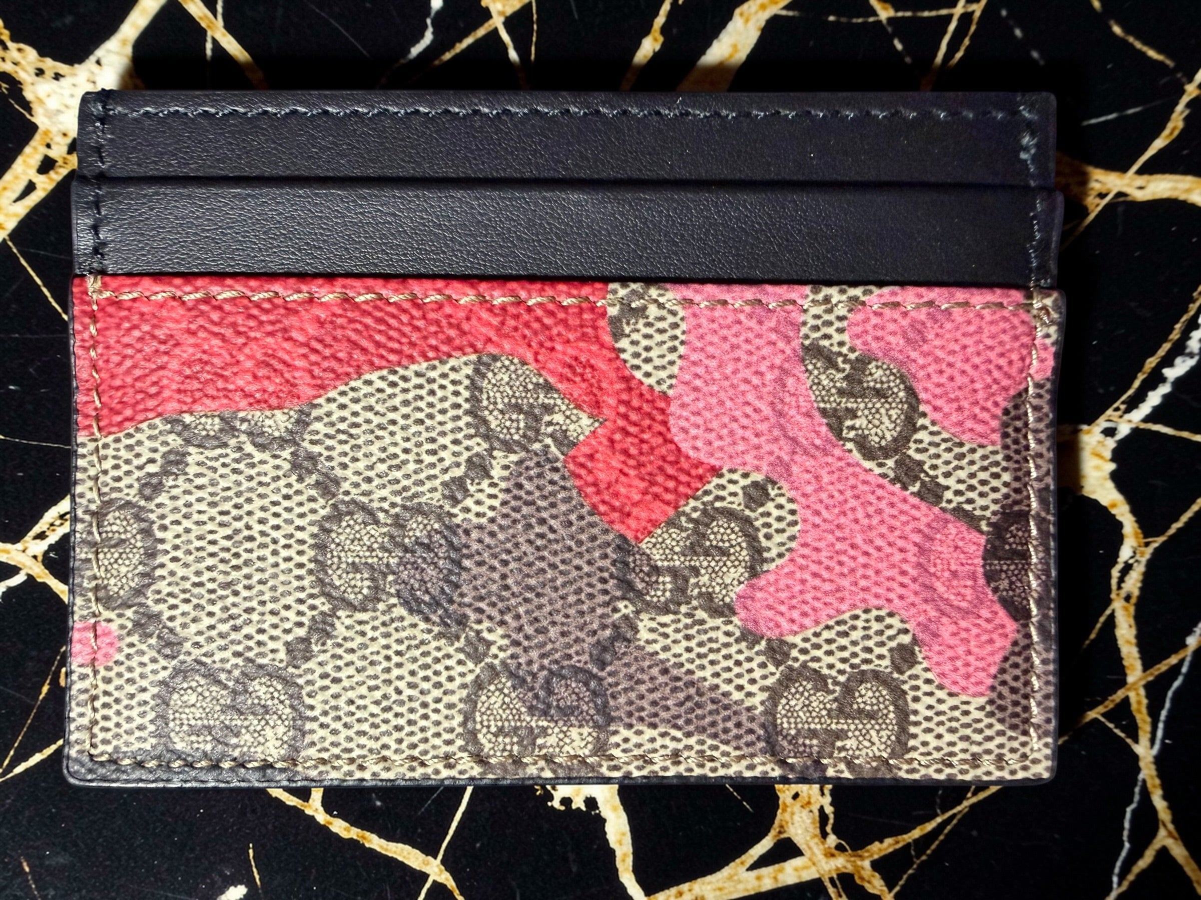 Gucci GG Supreme Camo Leather Card Wallet