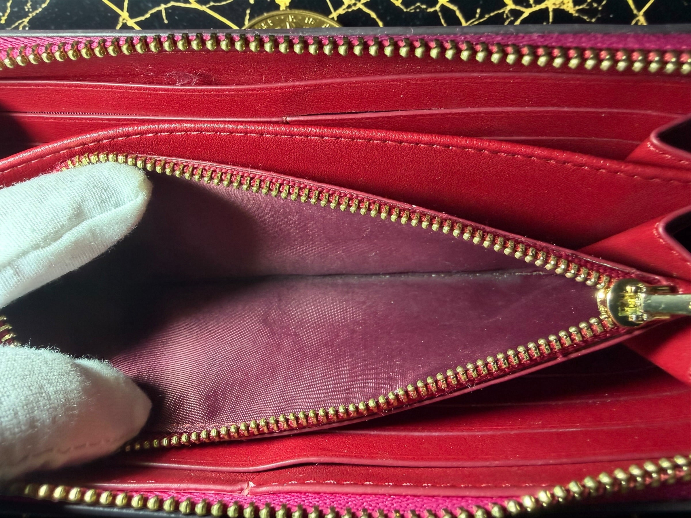 Coach Pink Long Zip-Around Wallet in Pebbled Leather