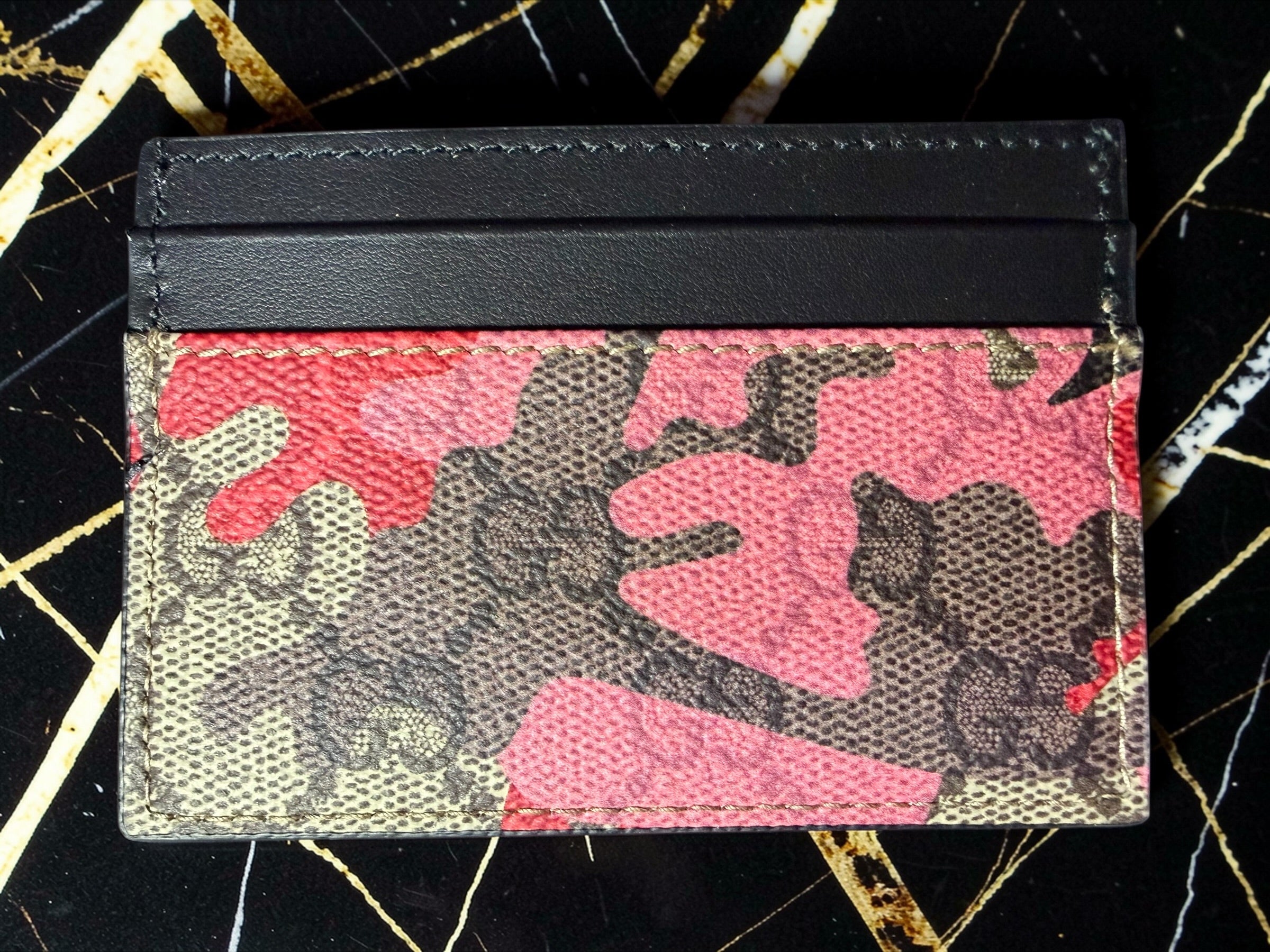 Gucci GG Supreme Camo Leather Card Wallet