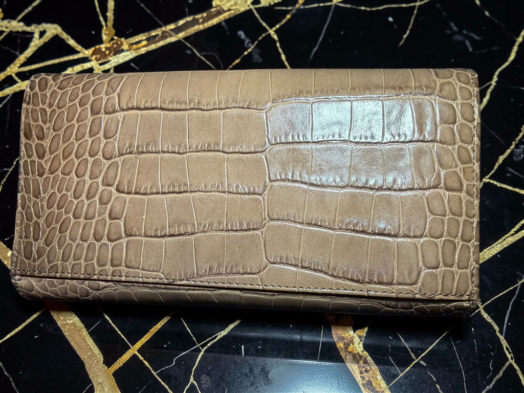 Furla Continental-Geldbörse aus hellbraunem Krokoprägeleder