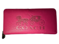 Coach Pink Long Zip-Around Wallet in Pebbled Leather