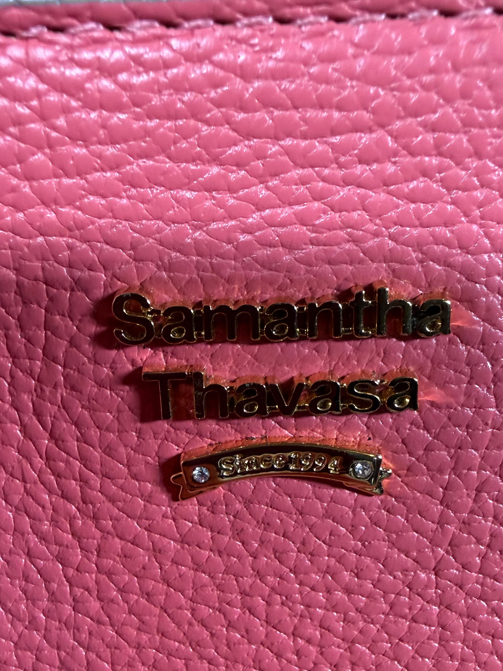 Samantha Thavasa Pink Pebbled Leather Tote Bag