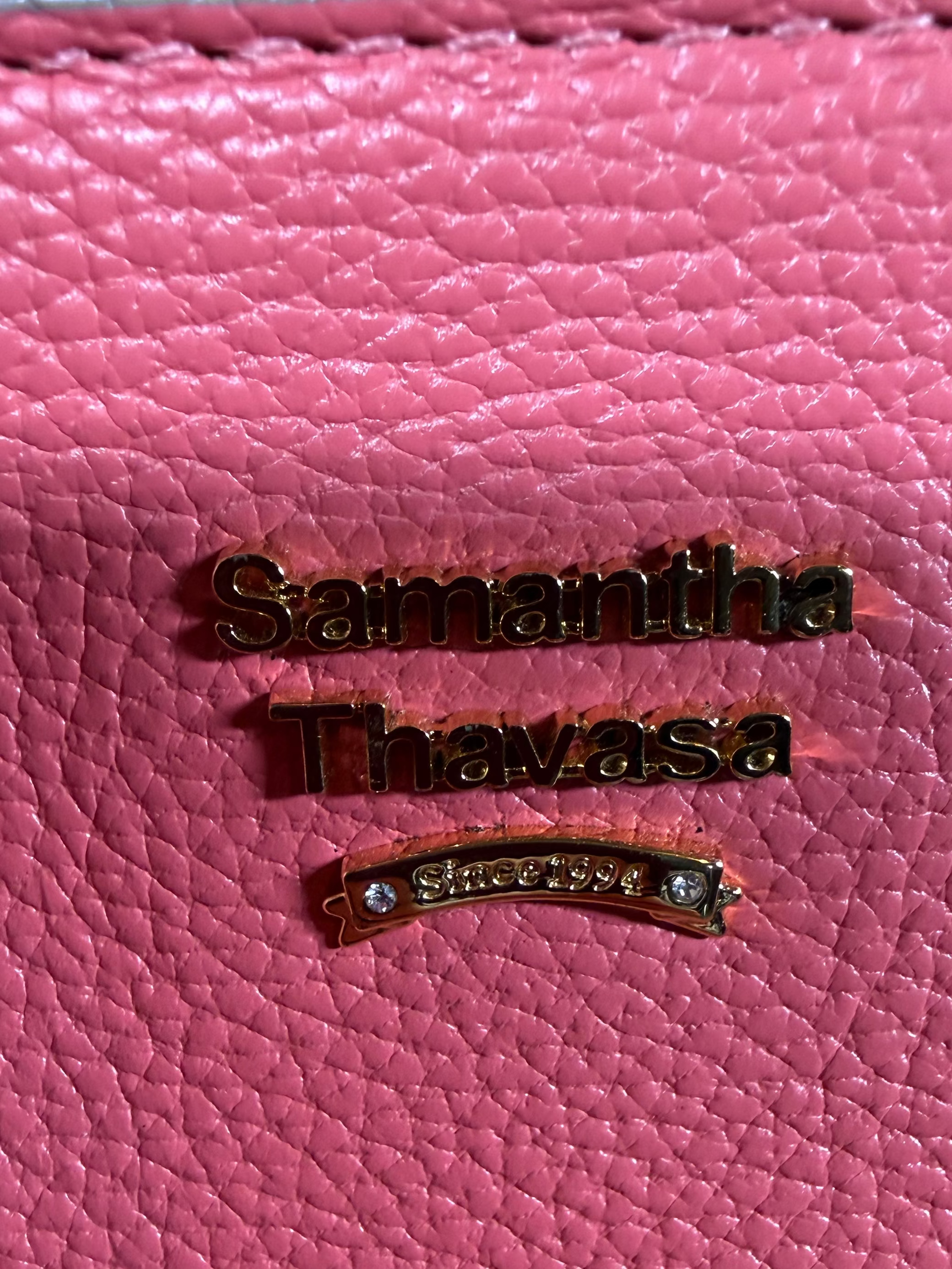 Samantha Thavasa Pink Pebbled Leather Tote Bag
