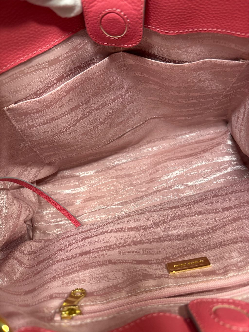 Samantha Thavasa Pink Pebbled Leather Tote Bag