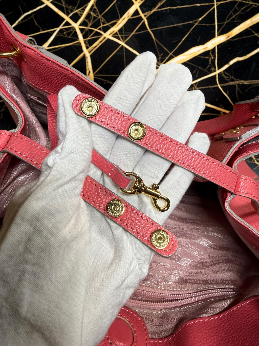 Samantha Thavasa Pink Pebbled Leather Tote Bag