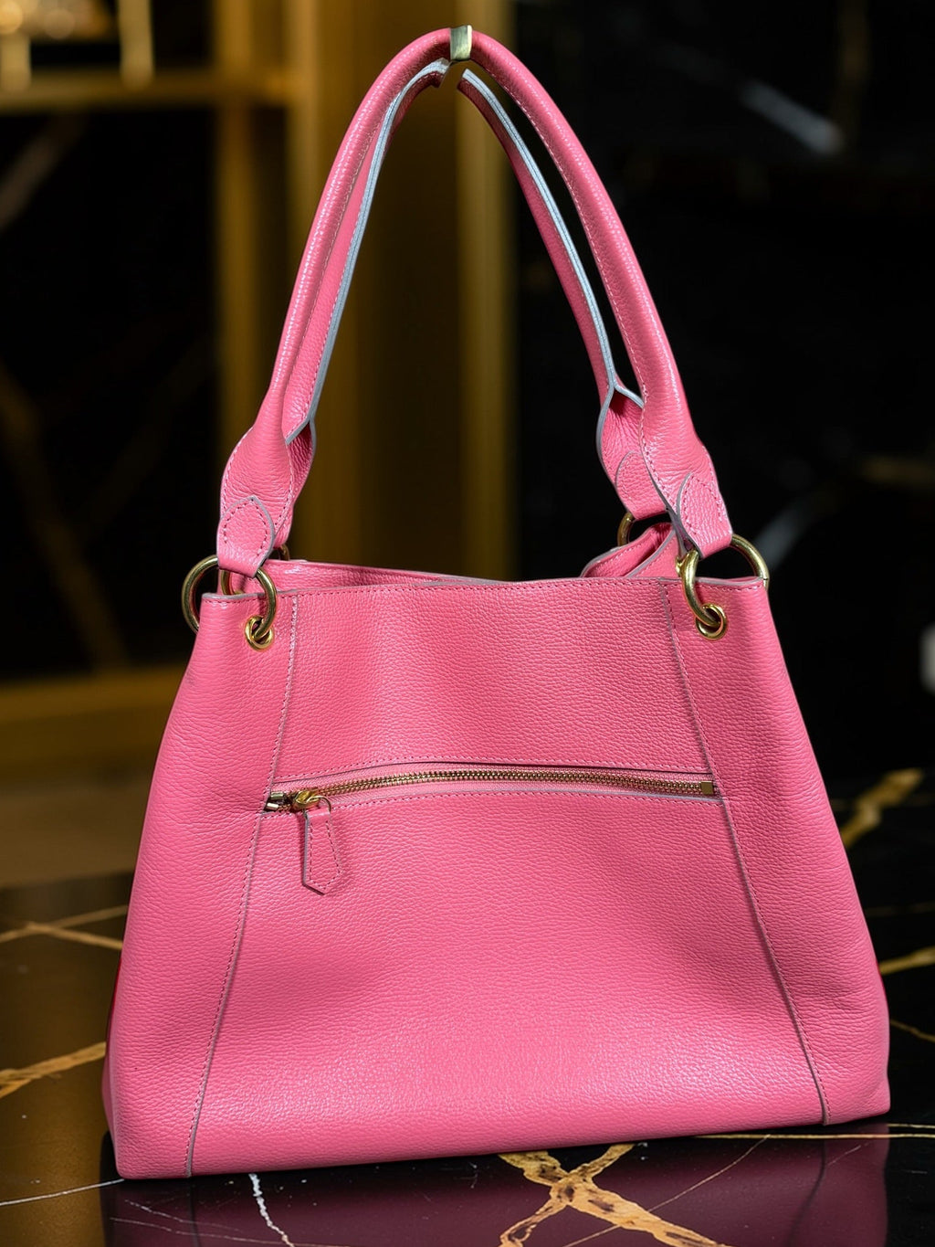 Samantha Thavasa Pink Pebbled Leather Tote Bag