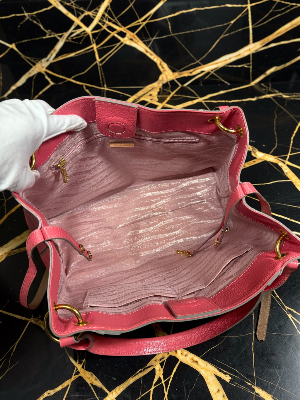 Samantha Thavasa Pink Pebbled Leather Tote Bag
