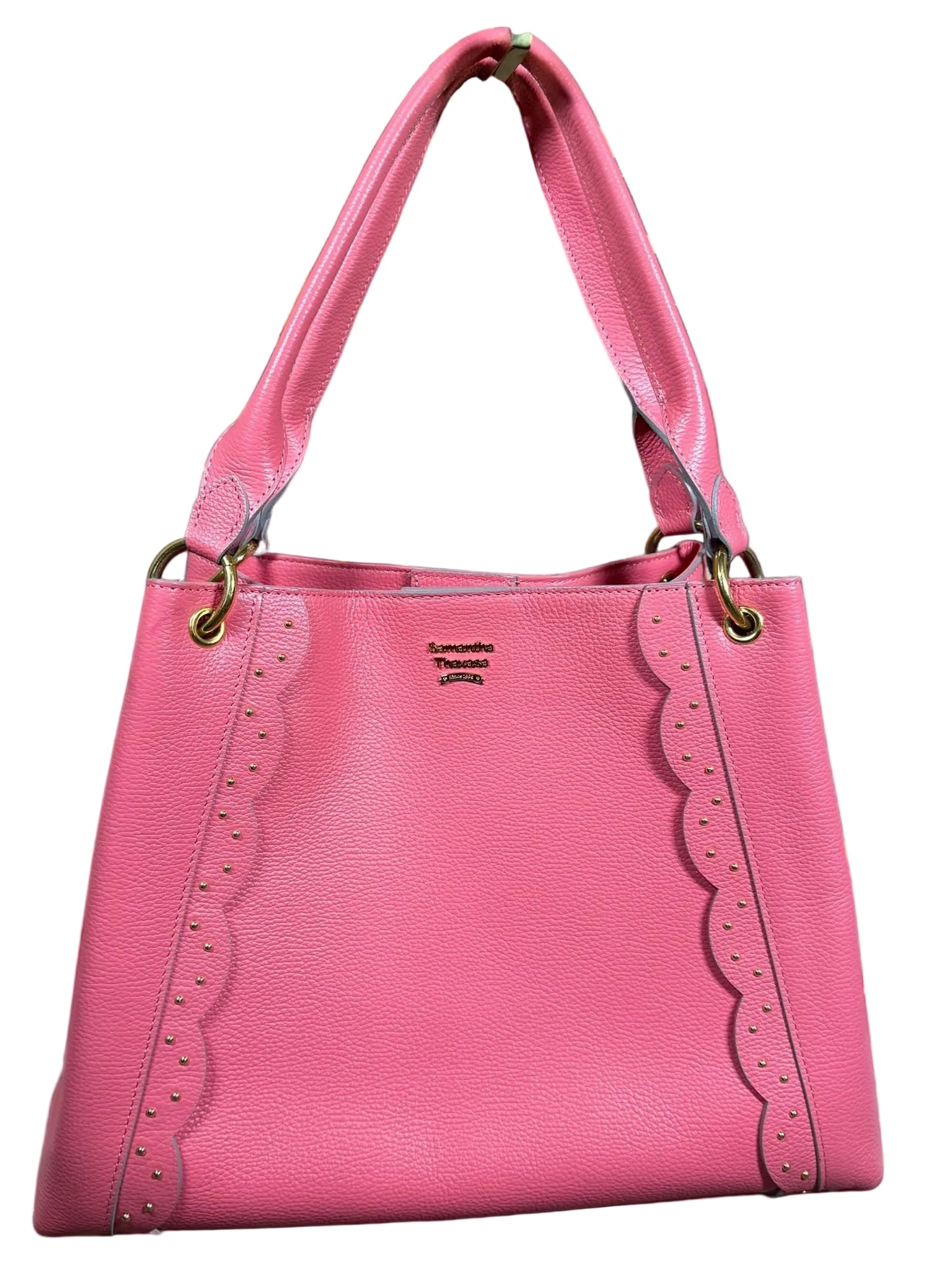 Samantha Thavasa Pink Pebbled Leather Tote Bag