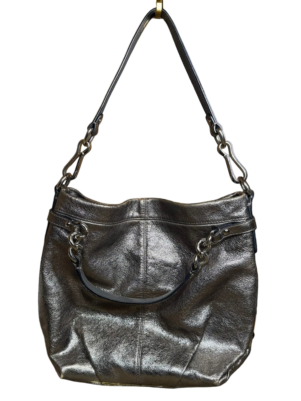 Coach Metallic Silver Leather Hobo 'Brooke' Shoulder Bag