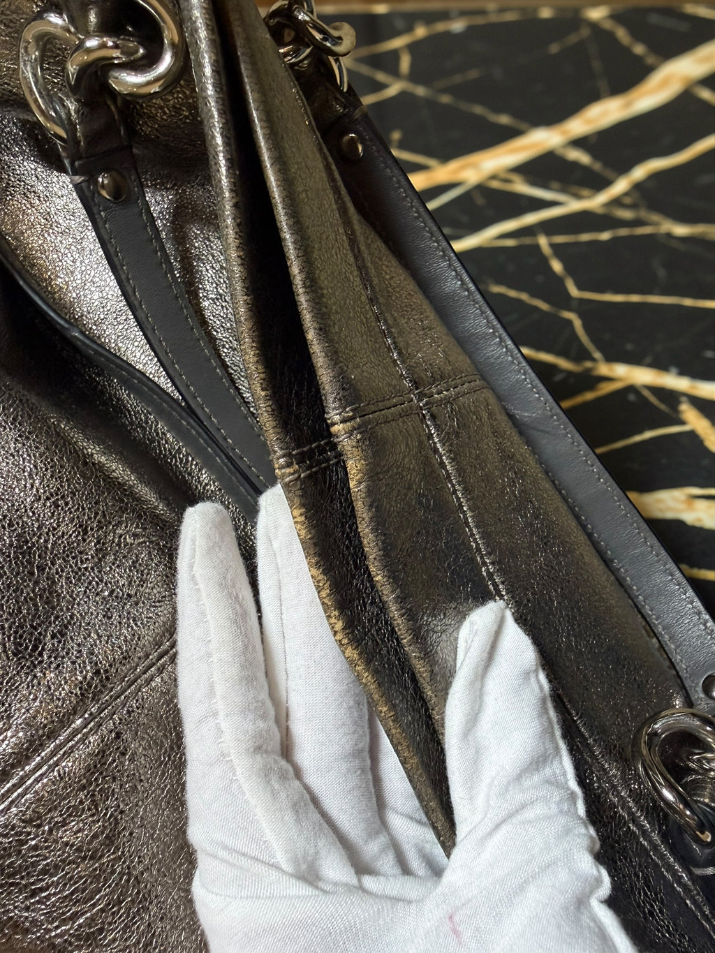 Coach Metallic Silver Leather Hobo 'Brooke' Shoulder Bag
