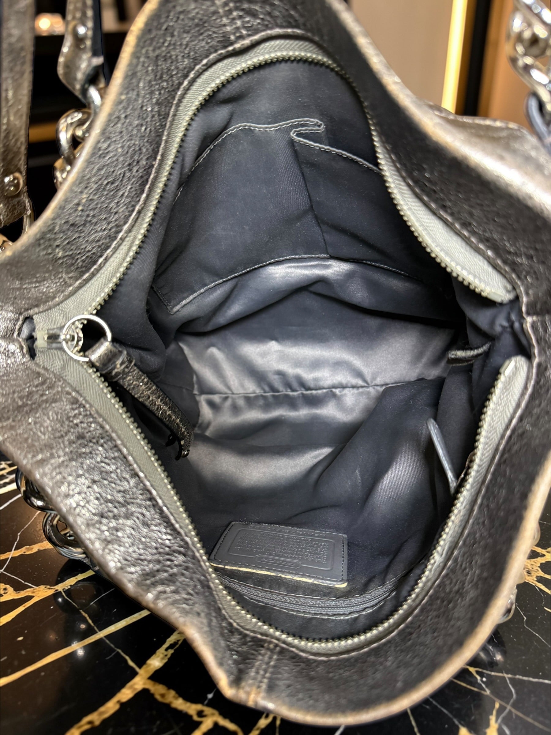 Coach Metallic Silver Leather Hobo 'Brooke' Shoulder Bag