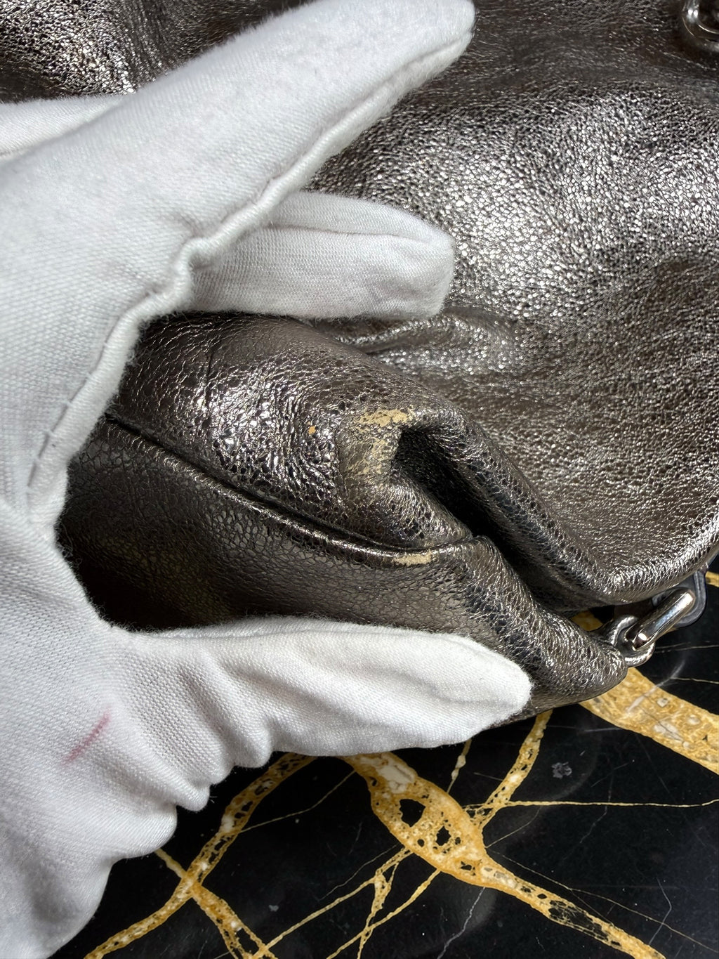 Coach Metallic Silver Leather Hobo 'Brooke' Shoulder Bag
