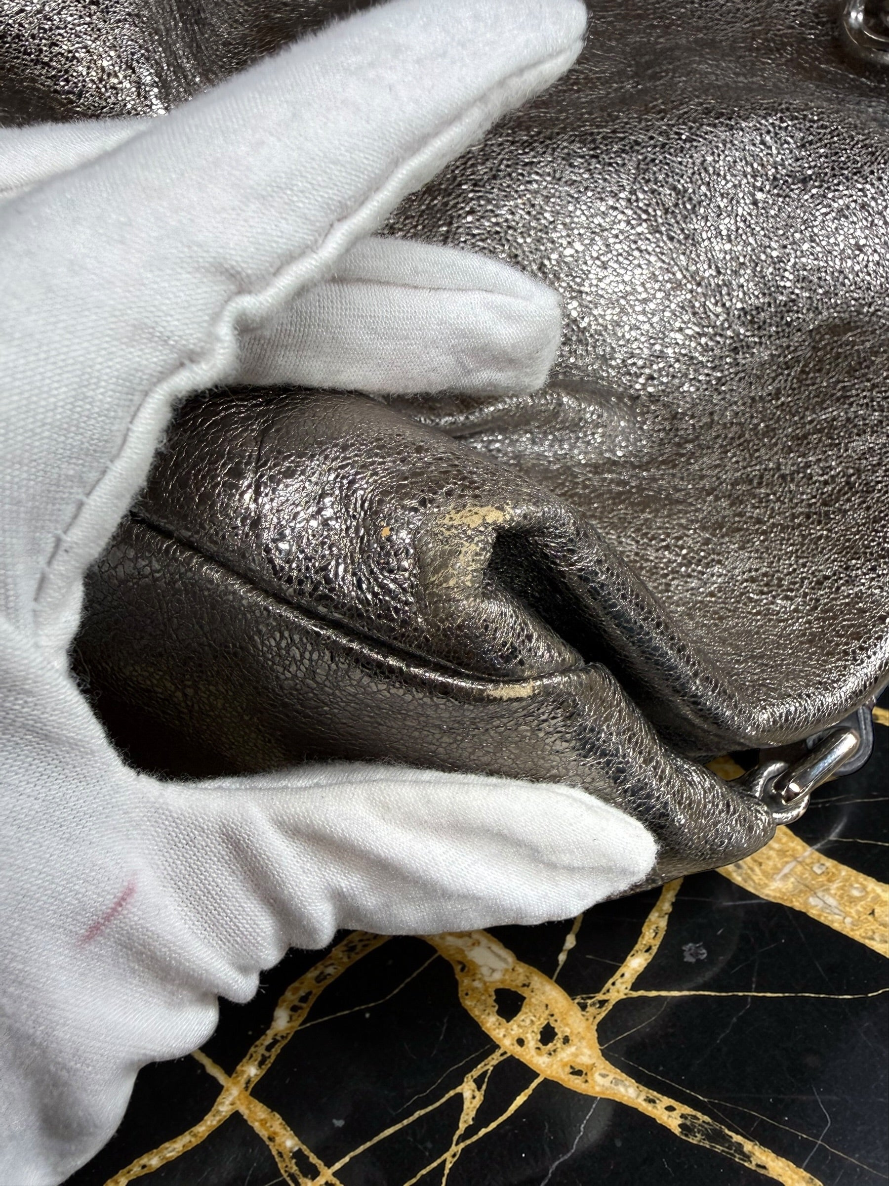 Coach Metallic Silver Leather Hobo 'Brooke' Shoulder Bag