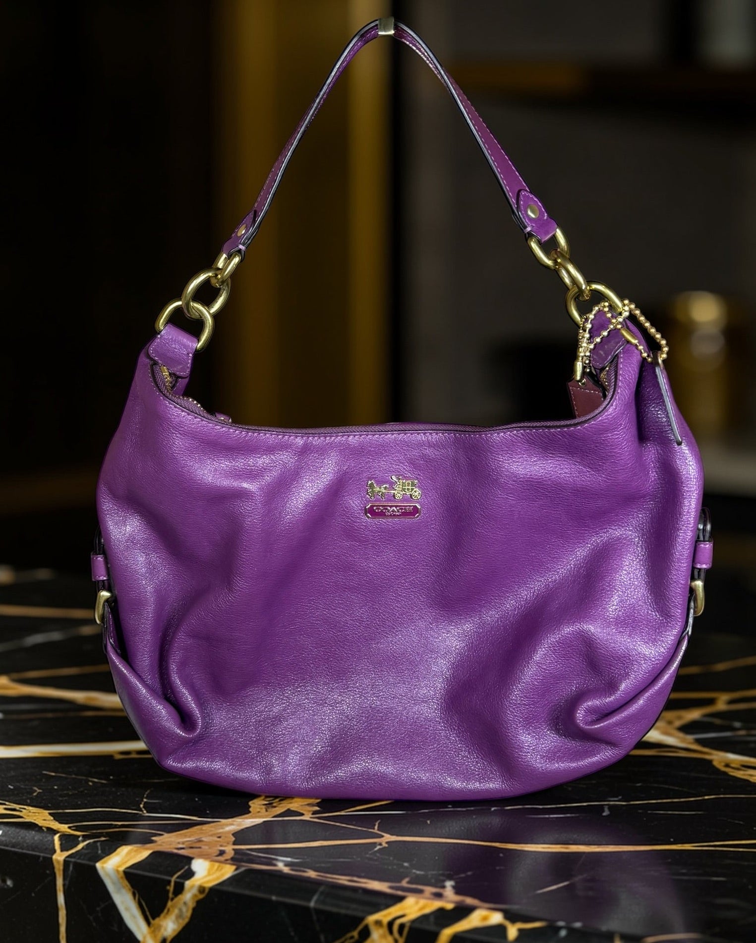 Coach Legacy Purple Leather Madison Hailey Hobo Shoulder Bag