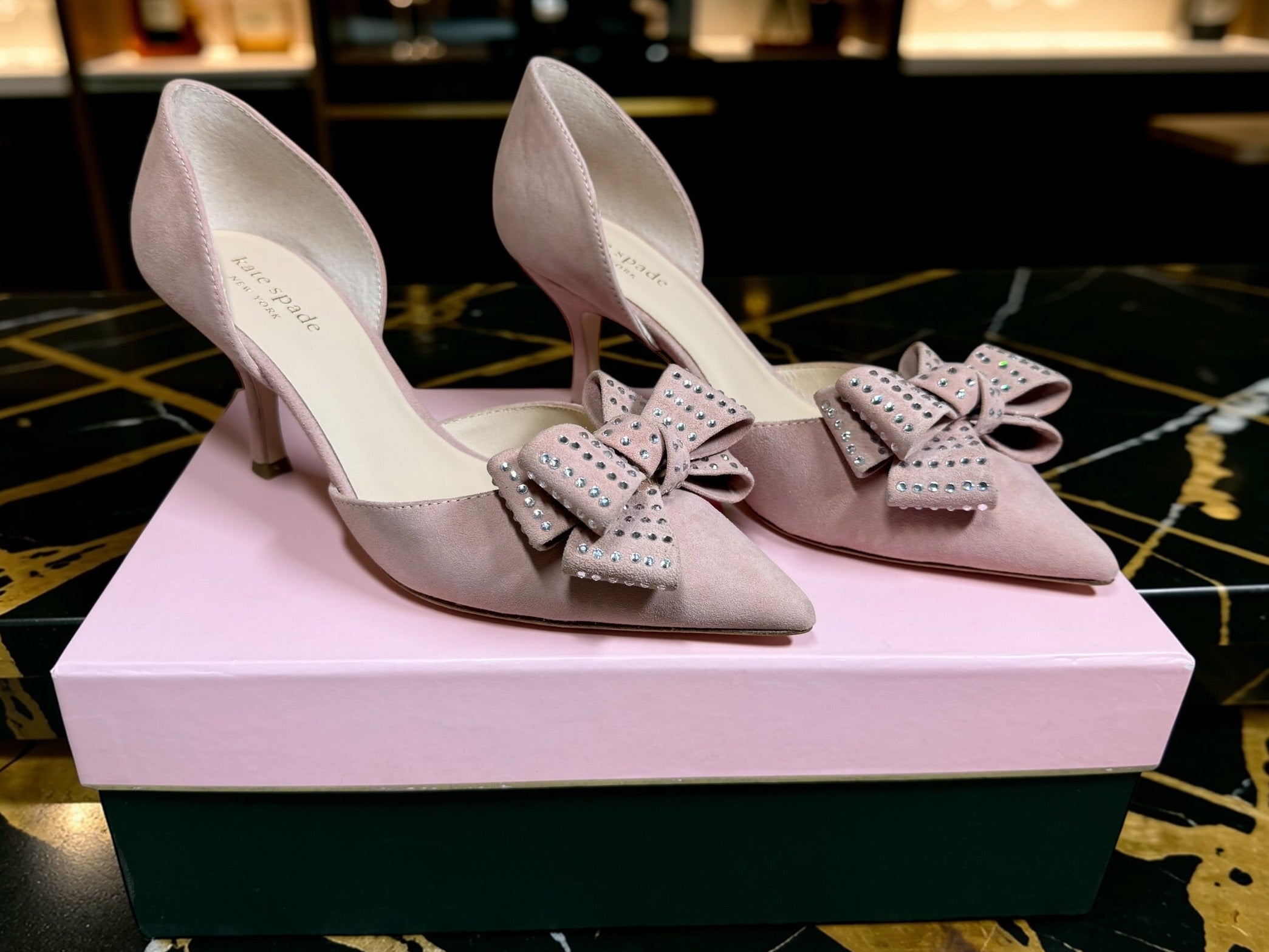 Kate Spade New York pink suede Sterling pumps
