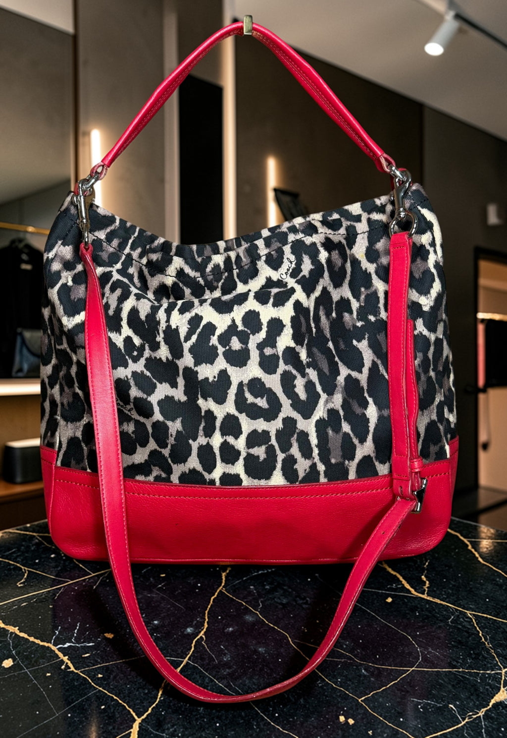 Coach Parker Ocelot/Leopard Print Hobo Bag