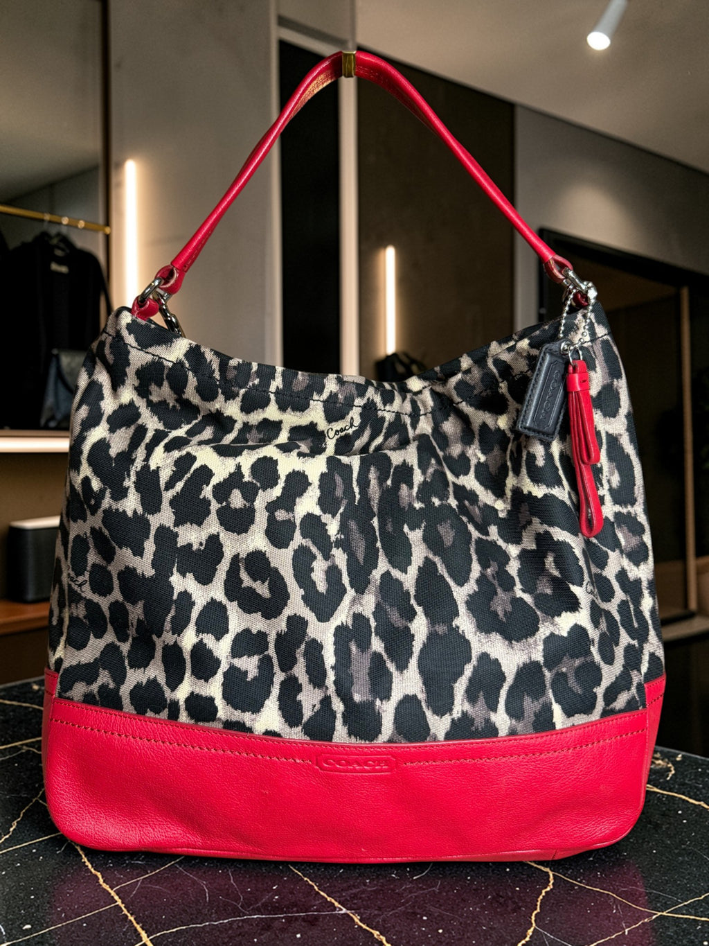Coach Parker Ocelot/Leopard Print Hobo Bag