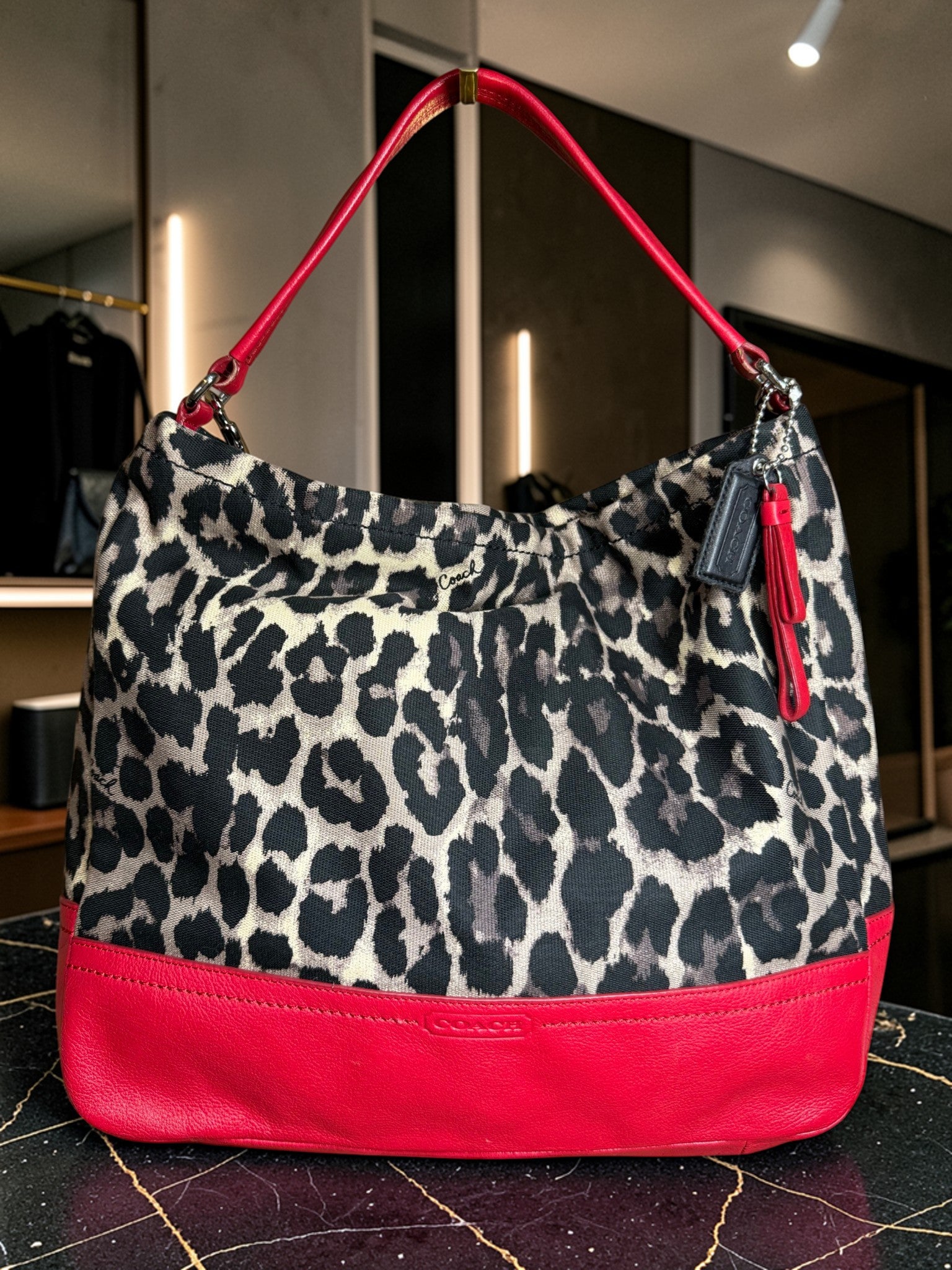 Coach Parker Ocelot/Leopard Print Hobo Bag
