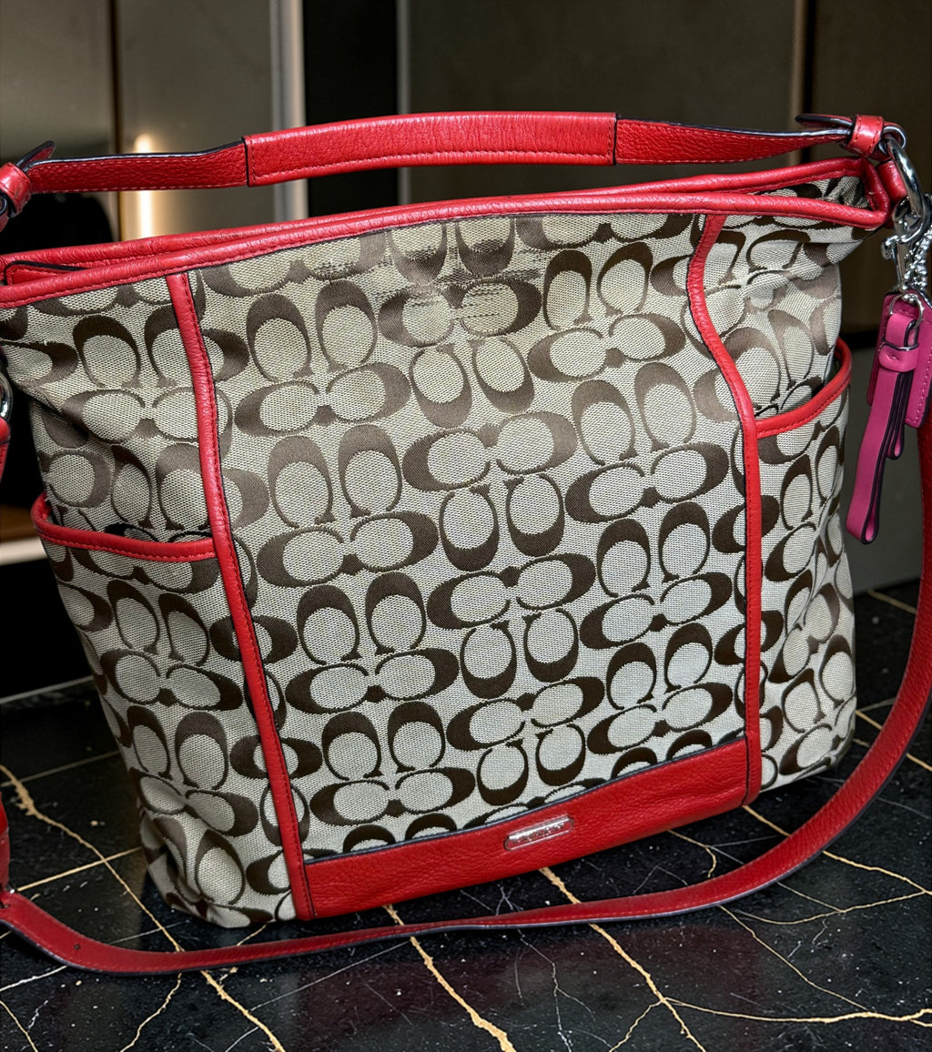 Coach Signature Jacquard Hobo Tote/Shoulder Bag