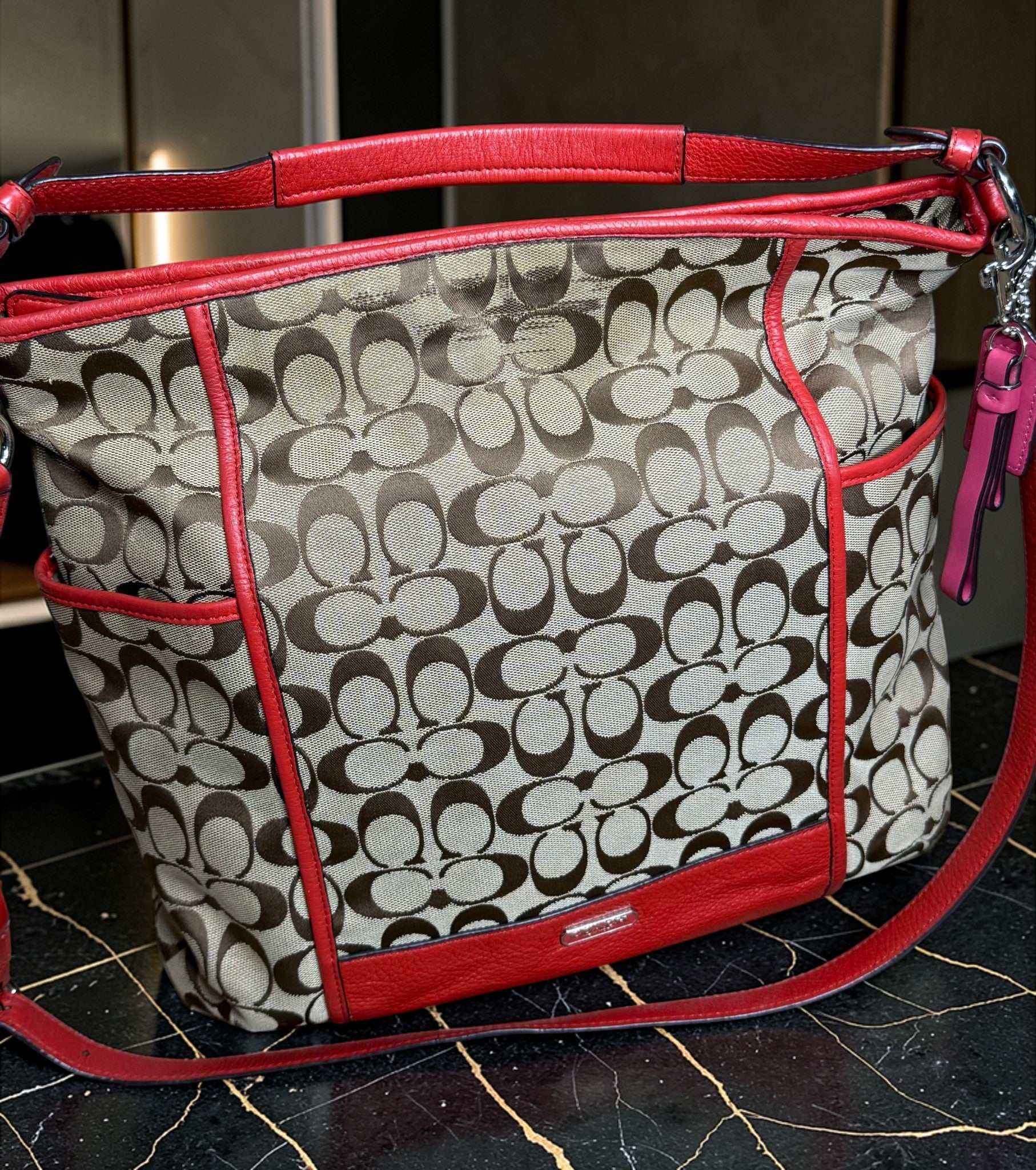Coach Signature Jacquard Hobo Tote/Shoulder Bag