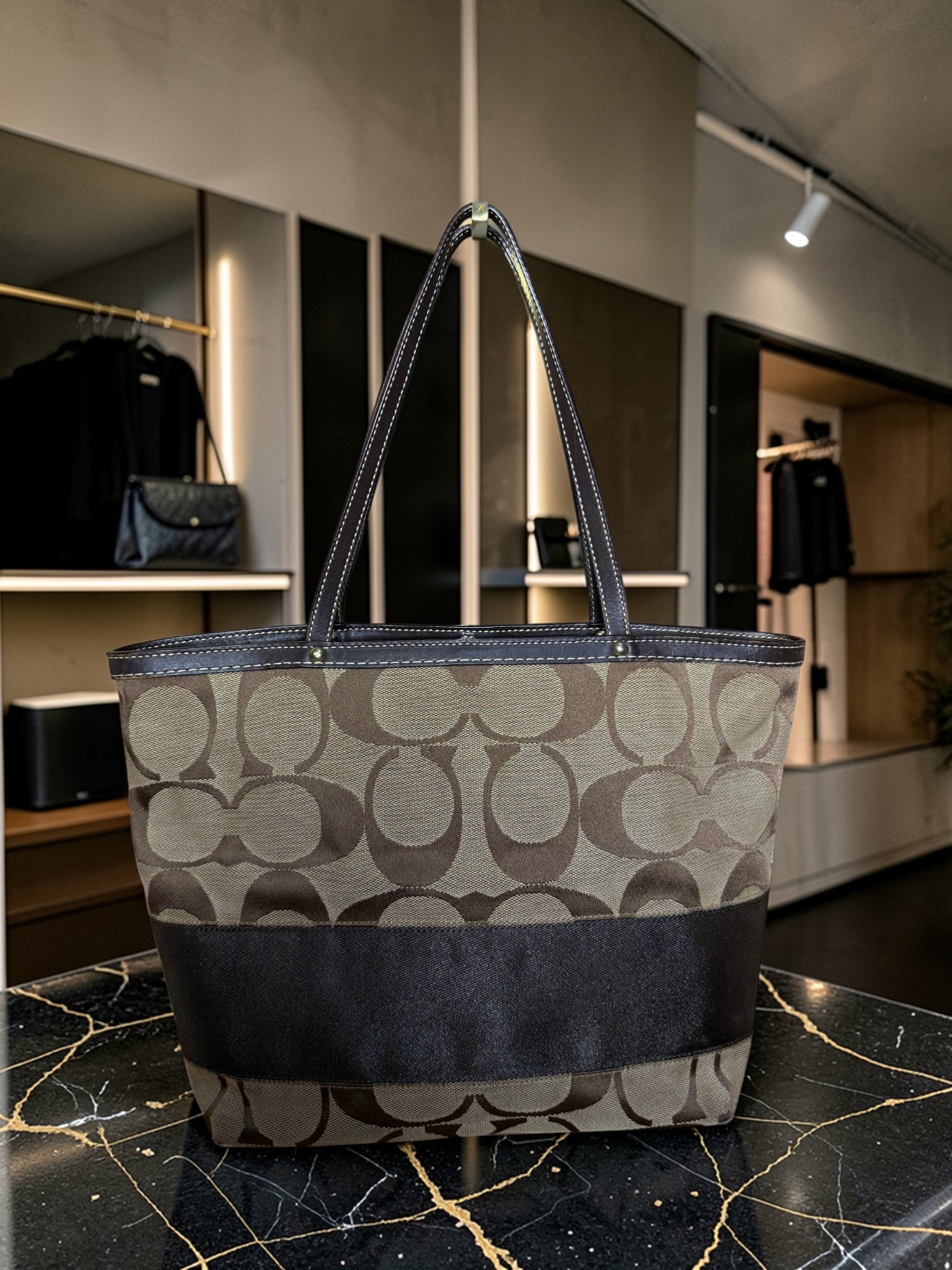 Coach Signature Coated Canvas Brown Tote Bag