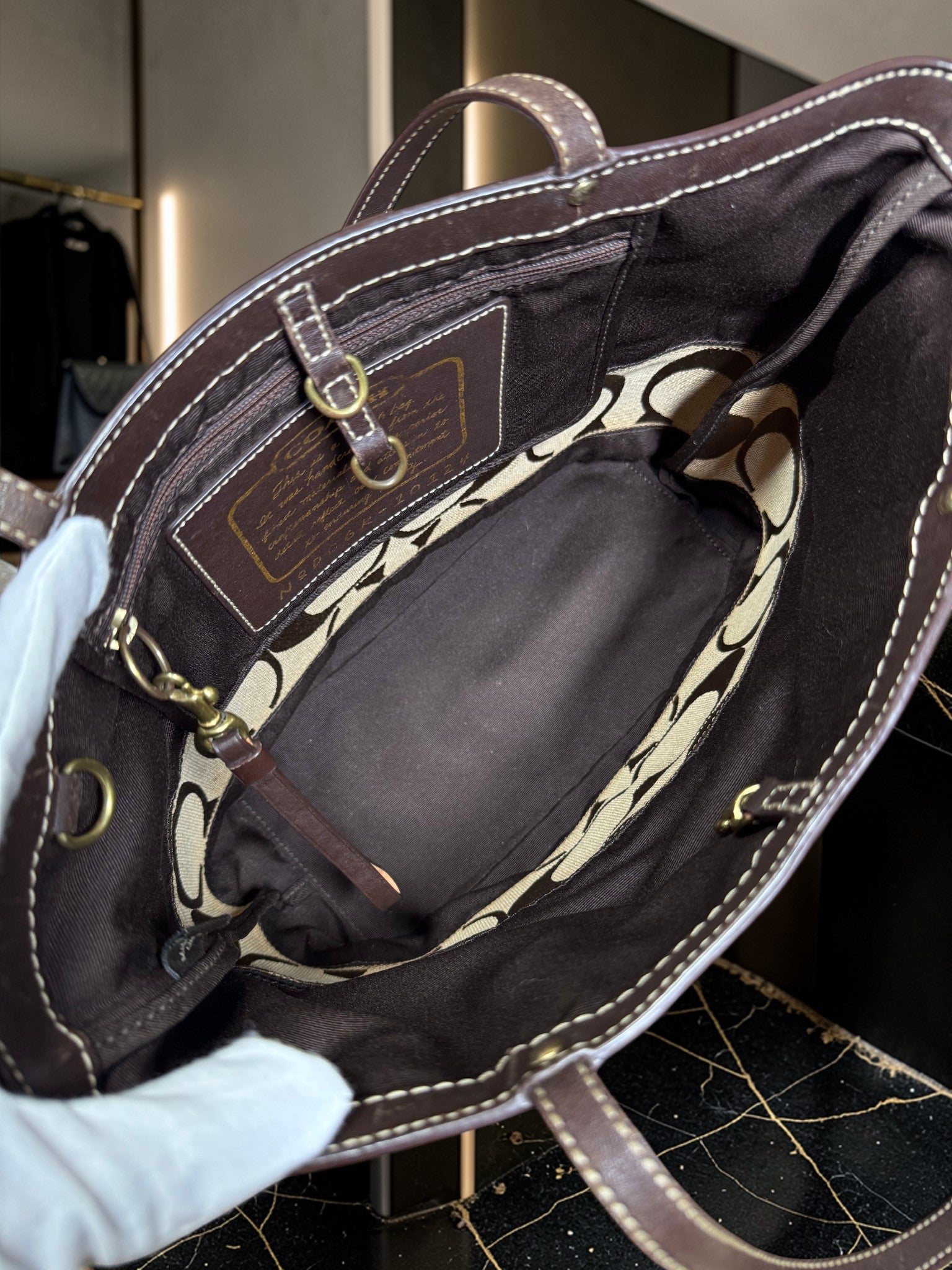 Coach Signature Coated Canvas Brown Tote Bag