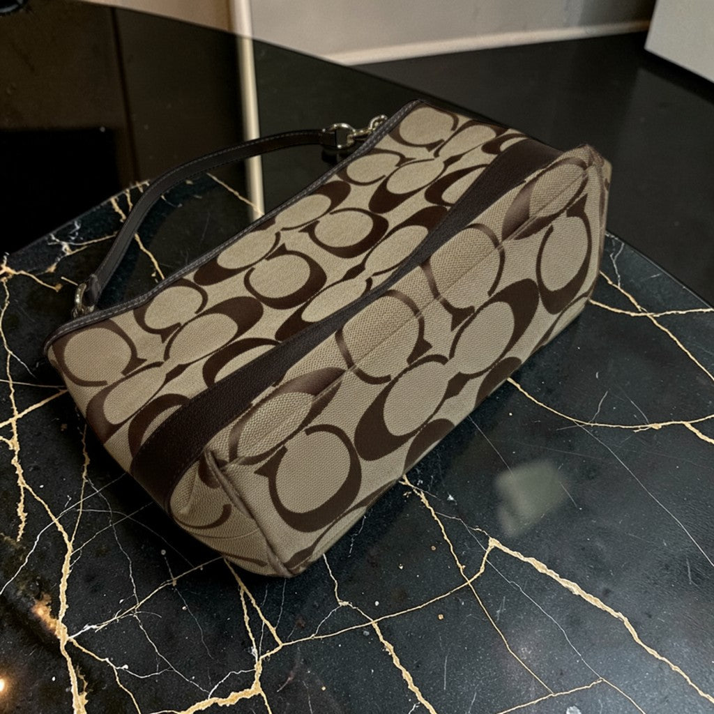 Coach Signature Coated Canvas Brown Tote Bag