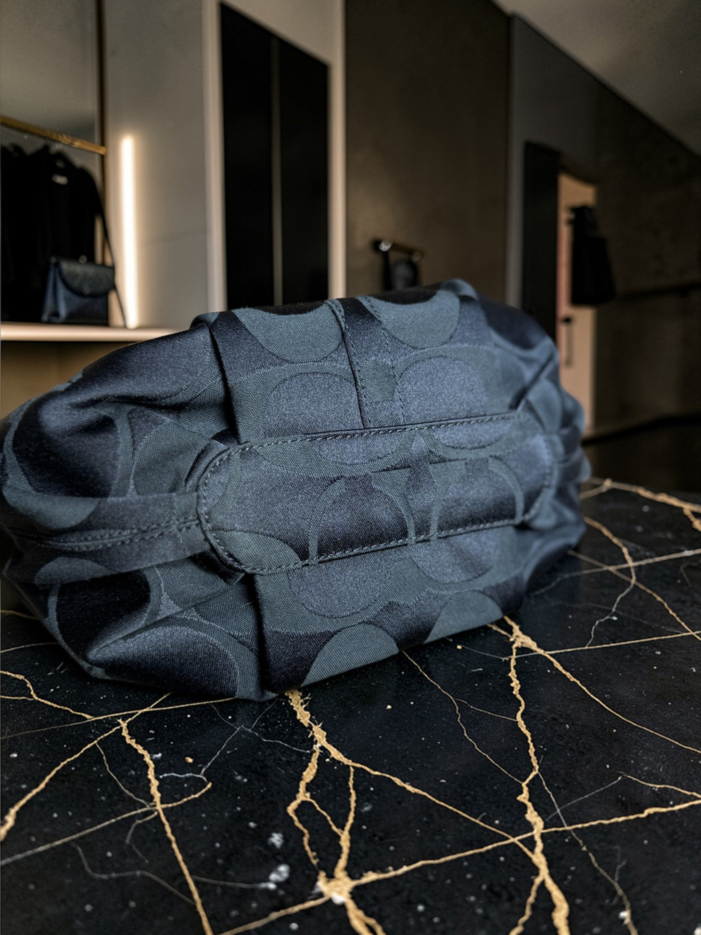 Coach Signature Black Jacquard Hobo Shoulder Bag