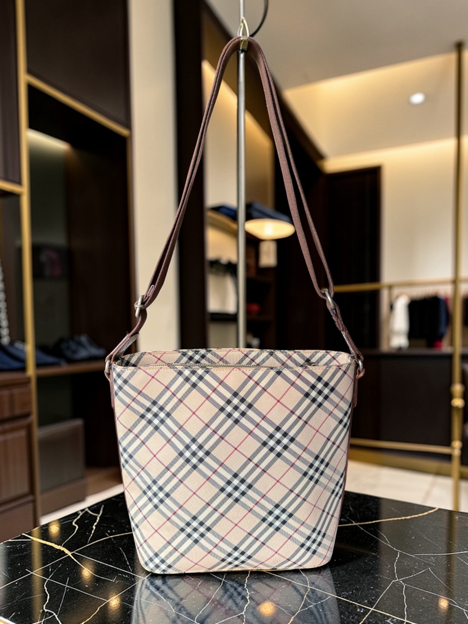 Burberry Blue Label Nova Check Bucket Shoulder Bag