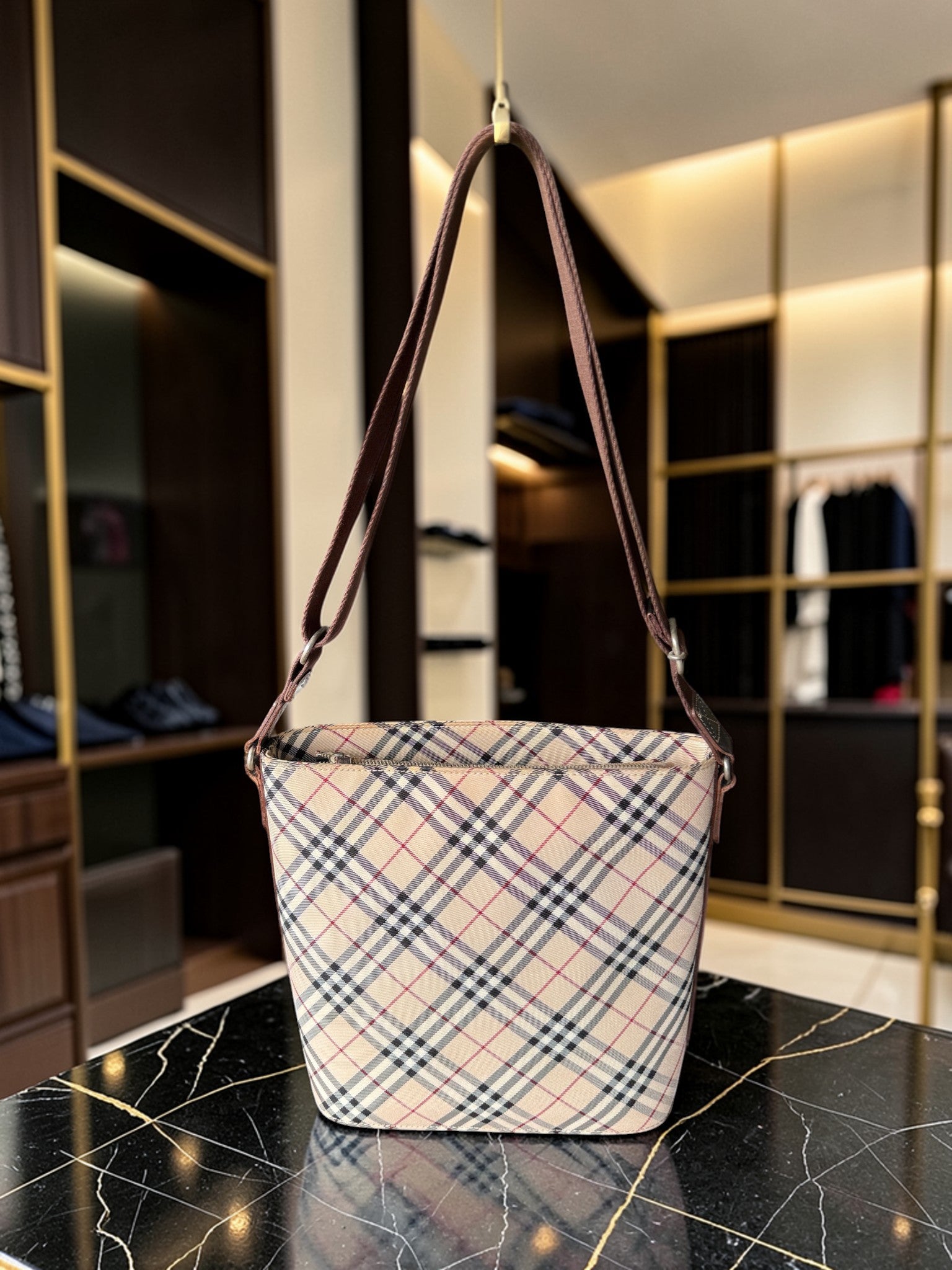 Burberry Blue Label Nova Check Bucket Shoulder Bag