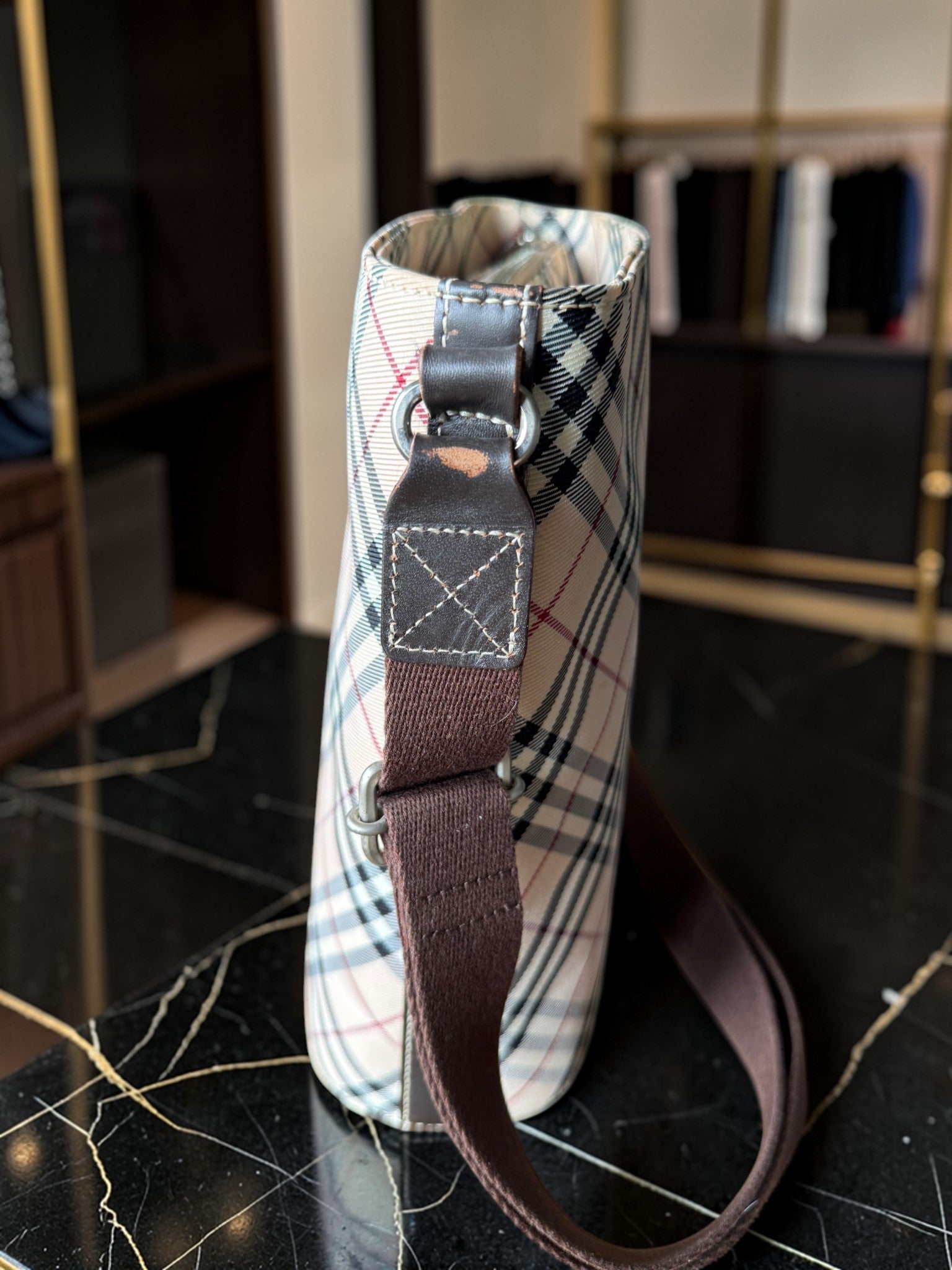 Burberry Blue Label Nova Check Bucket Shoulder Bag