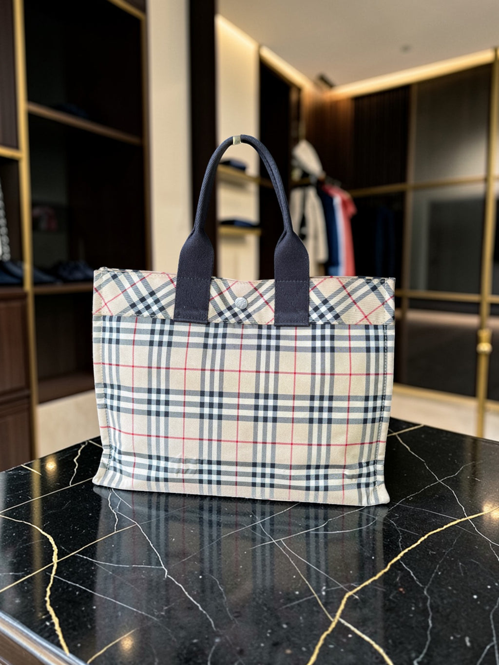 Burberry Blue Label Nova Check Nylon Tote Bag
