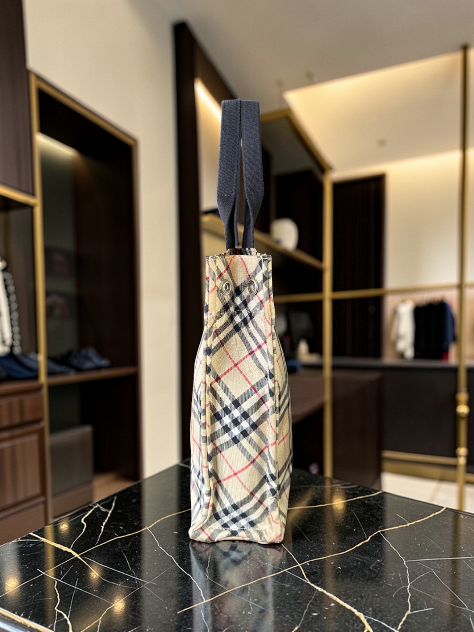 Burberry Blue Label Nova Check Nylon Tote Bag