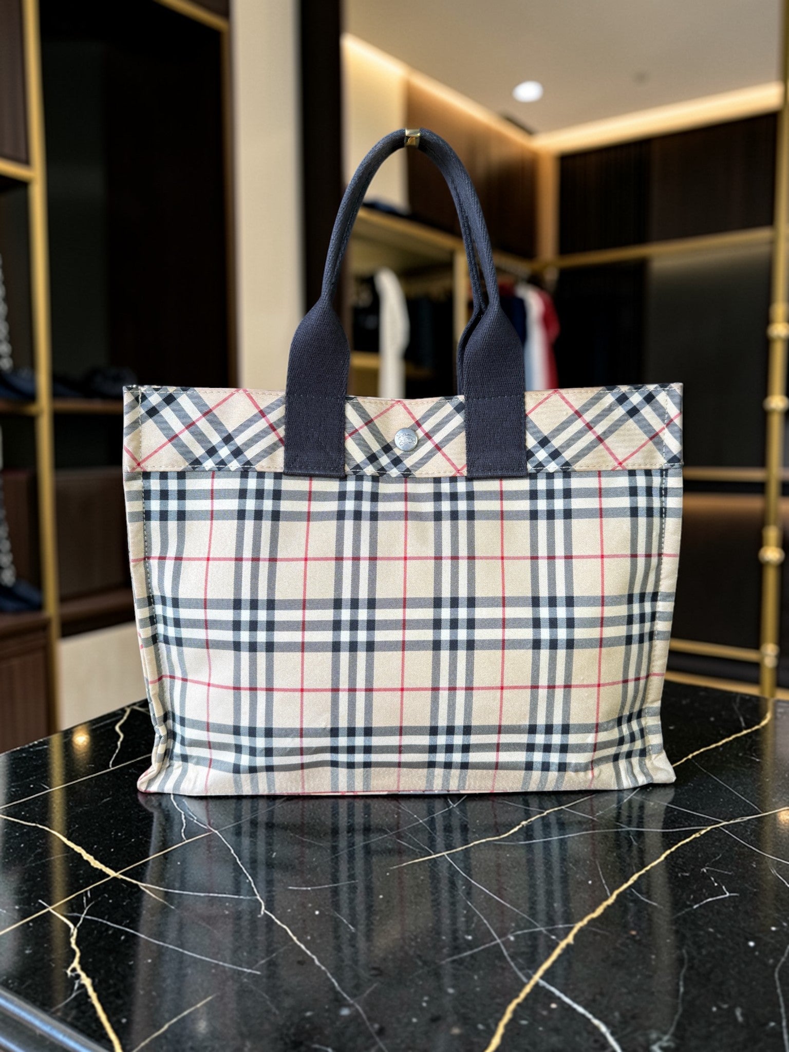 Burberry Blue Label Nova Check Nylon Tote Bag