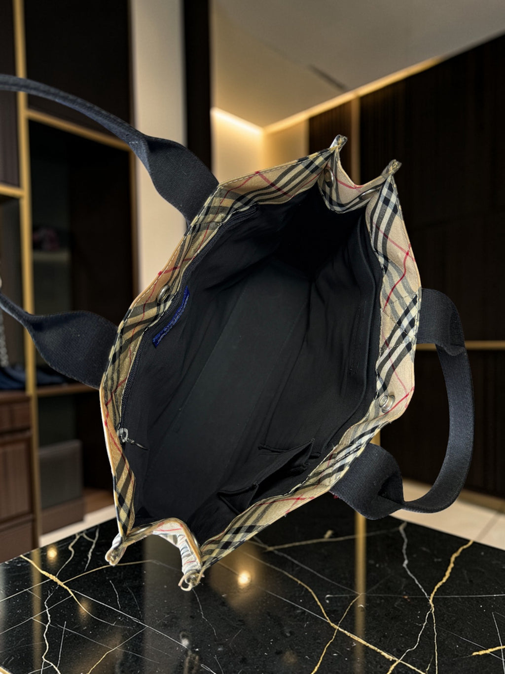 Burberry Blue Label Nova Check Nylon Tote Bag