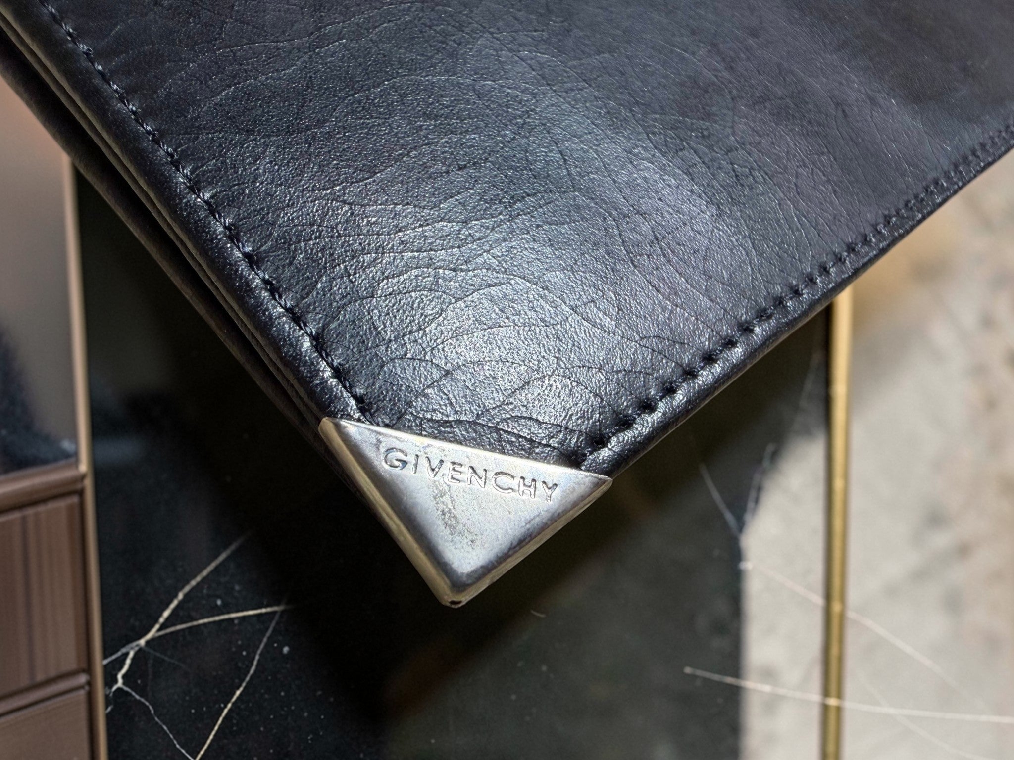 Givenchy Gentleman Paris Black Leather Bifold Long Wallet