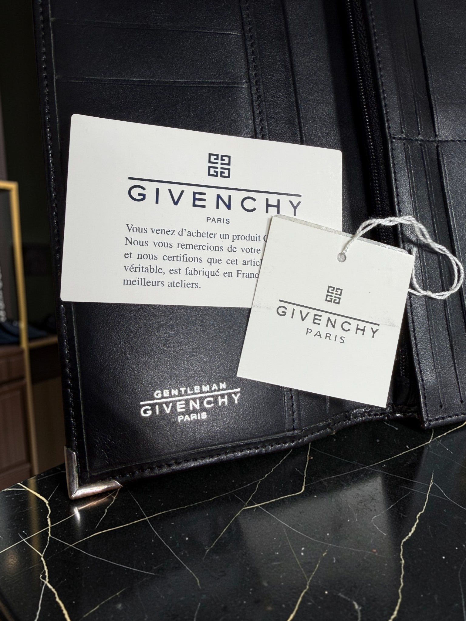 Givenchy Gentleman Paris Black Leather Bifold Long Wallet