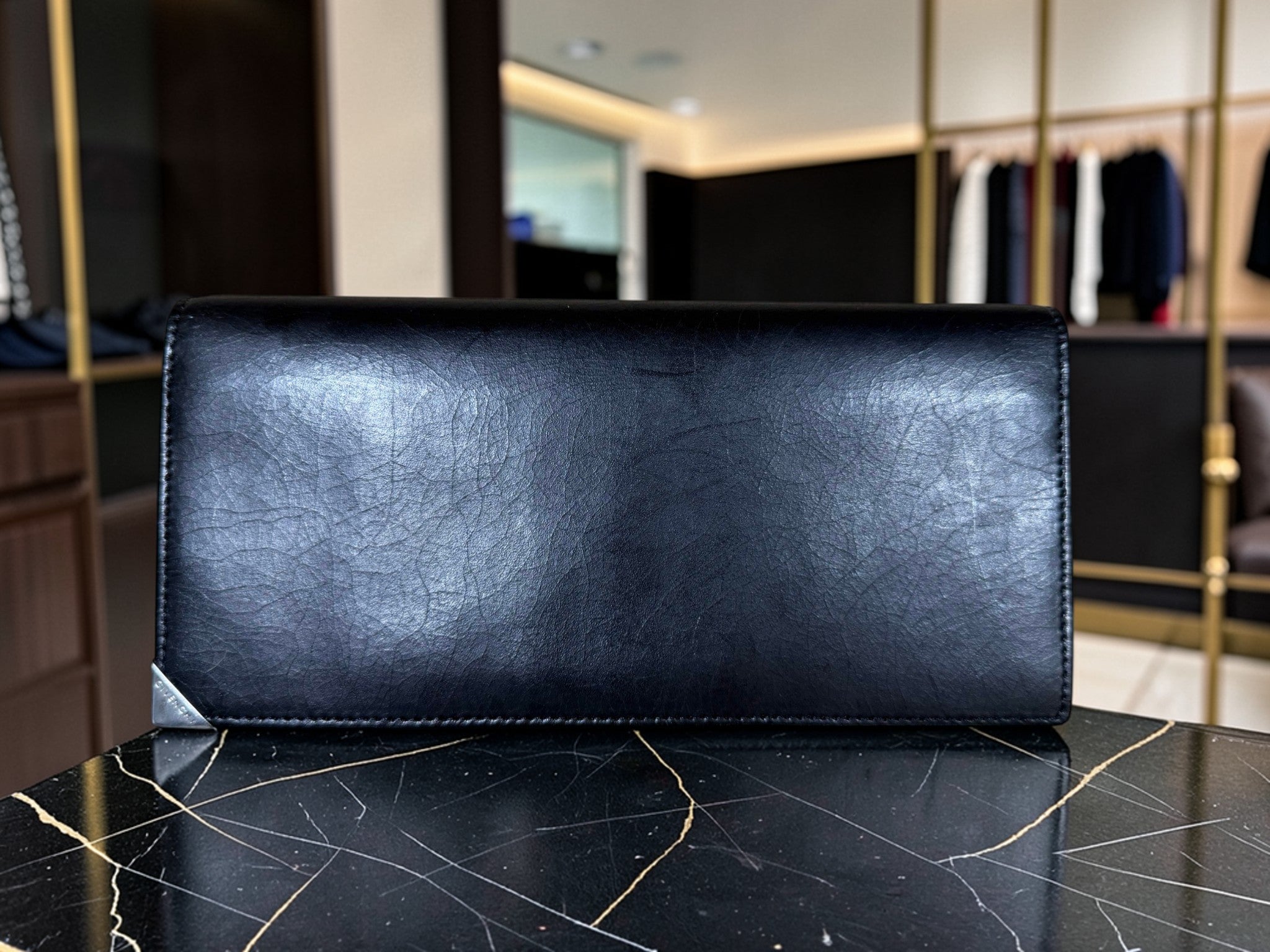 Givenchy Gentleman Paris Black Leather Bifold Long Wallet