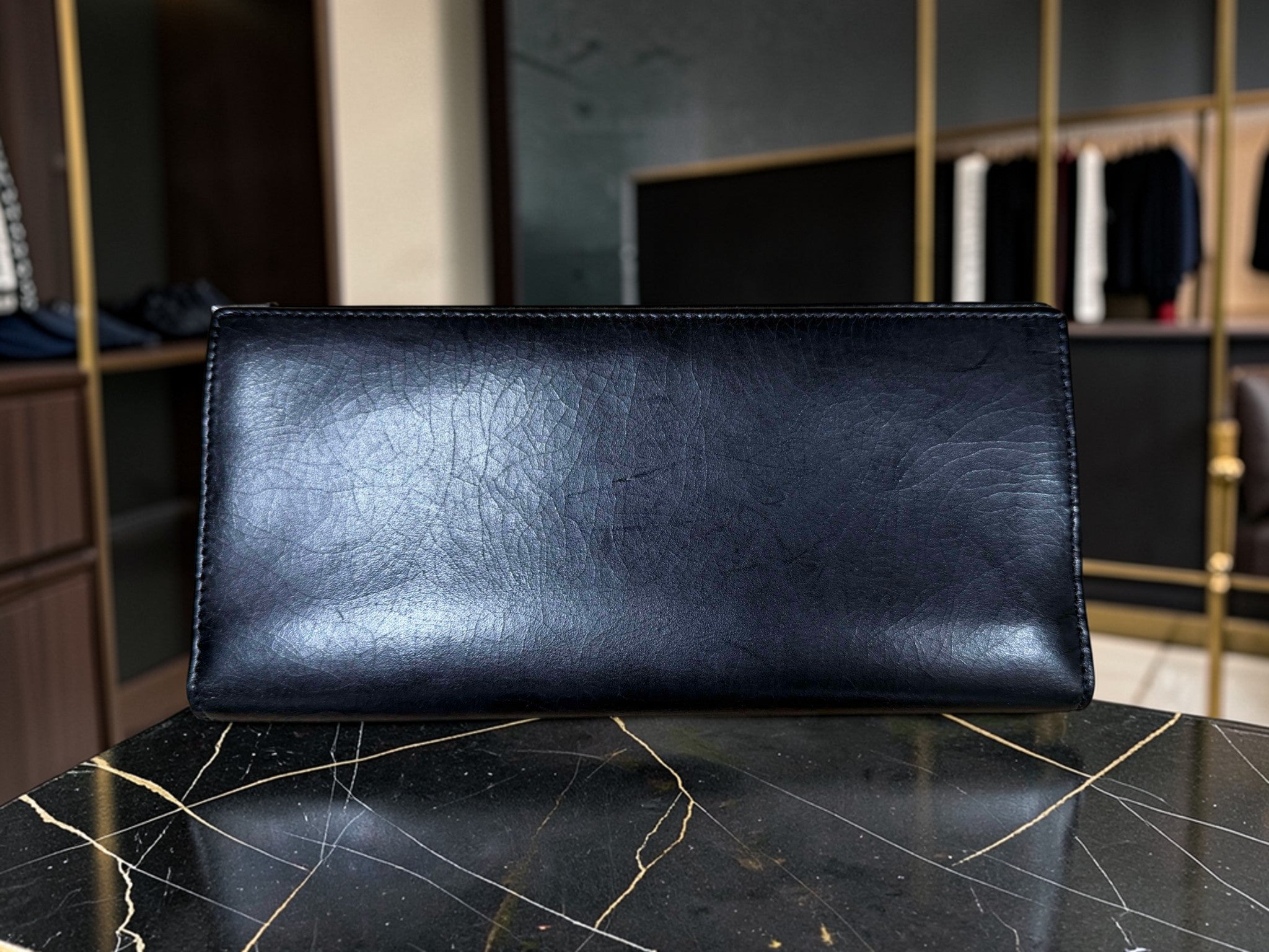 Givenchy Gentleman Paris Black Leather Bifold Long Wallet