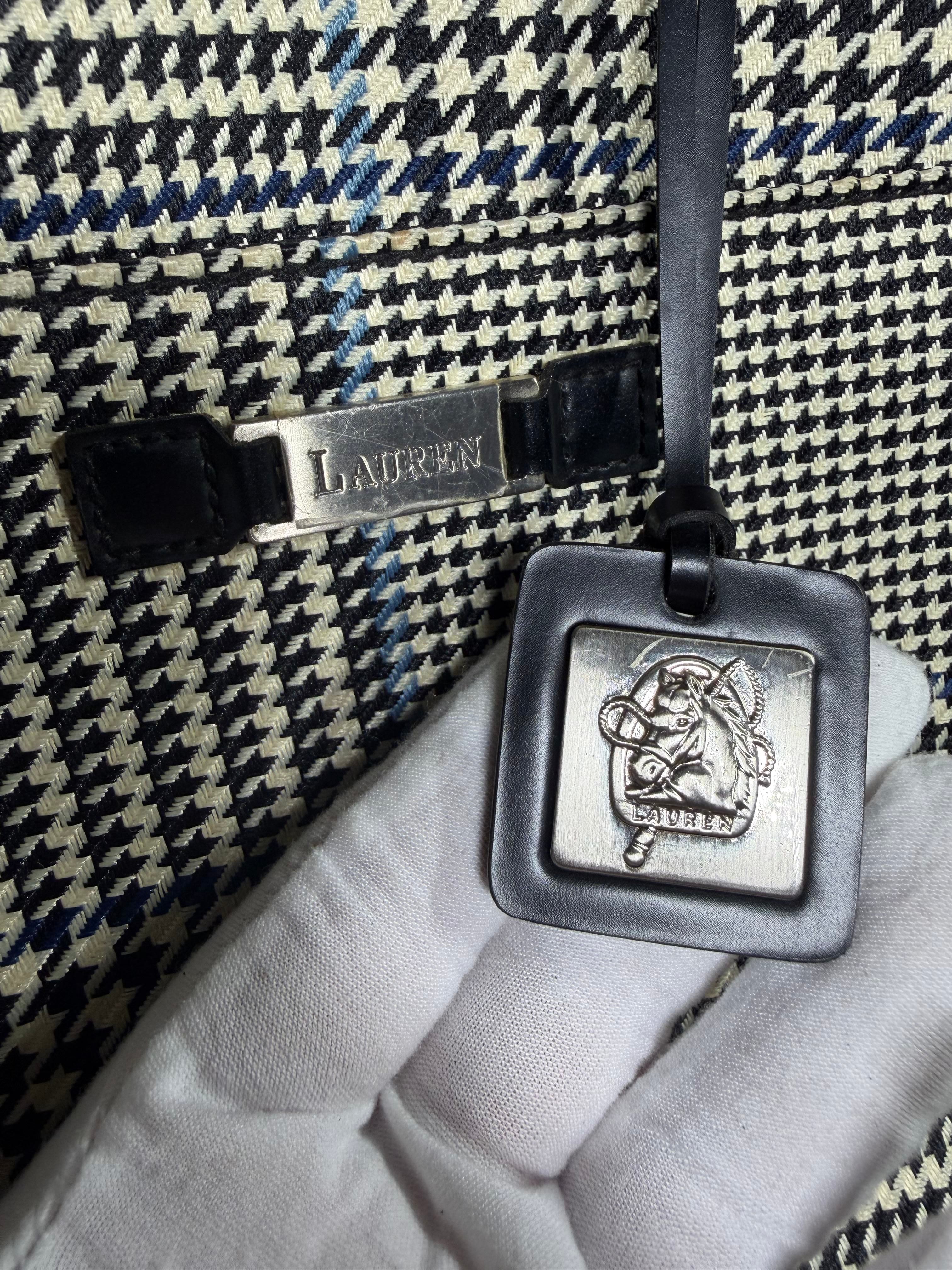 Lauren Ralph Lauren Houndstooth Tote Bag – Black & Cream Check