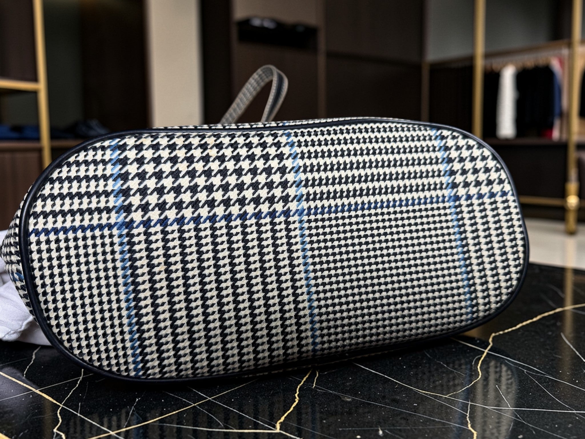Lauren Ralph Lauren Houndstooth Tote Bag – Black & Cream Check