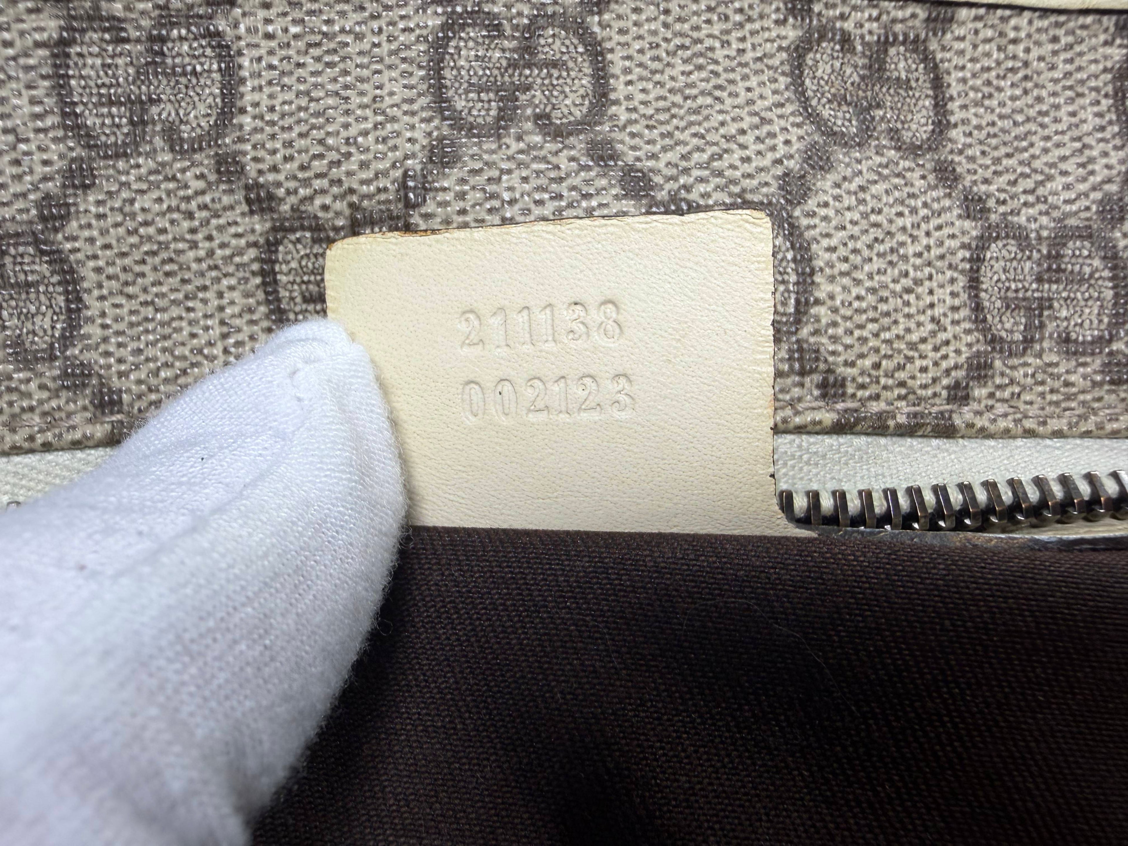 Gucci GG Supreme Joy Tote Bag Beige Monogram cream leather straps