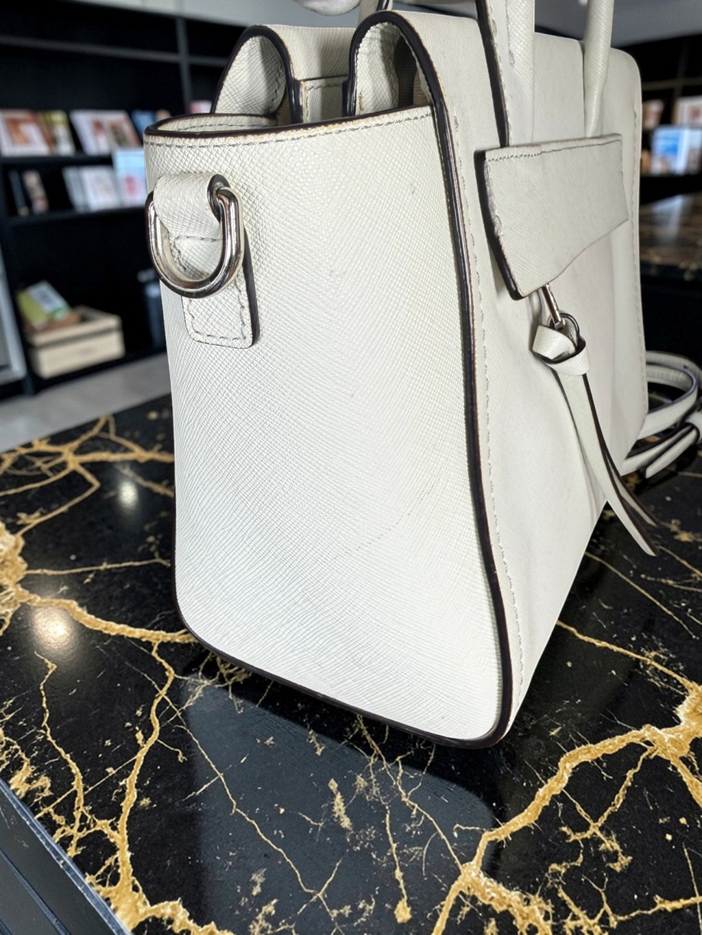 Coach Bleecker Riley Mini Carryall Tote crossbody White leather
