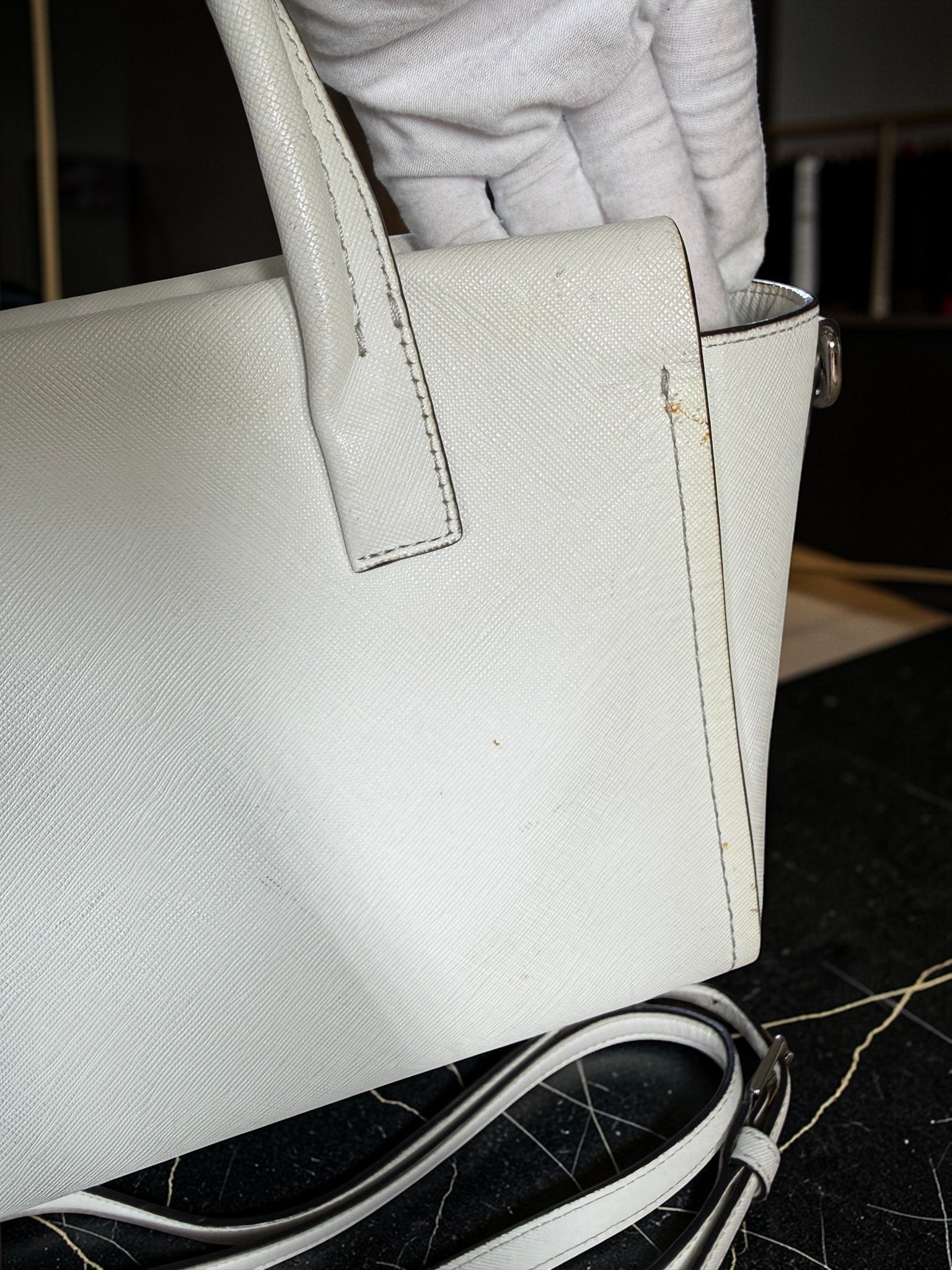 Coach Bleecker Riley Mini Carryall Tote crossbody White leather