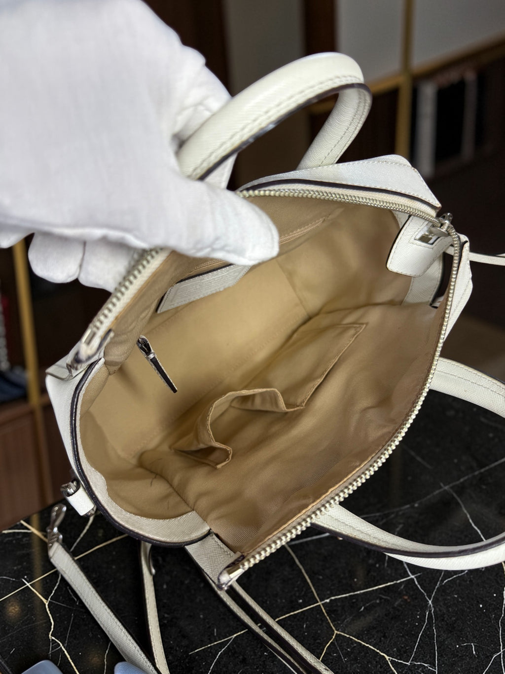 Coach Bleecker Riley Mini Carryall Tote crossbody White leather