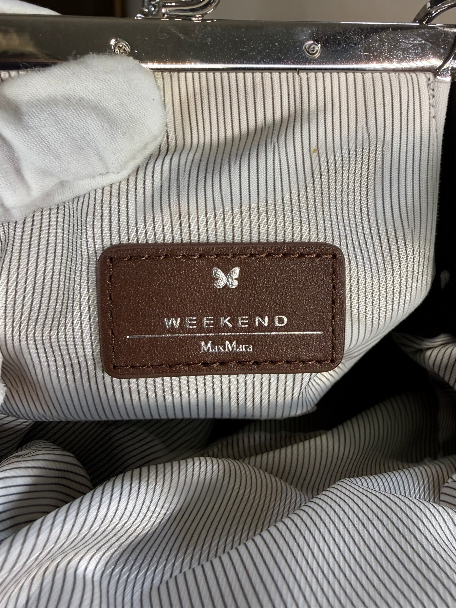 Max Mara Weekend Pasticcino Striped Canvas Kiss-Lock Bag